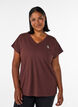 T-shirt d&rsquo;entra&icirc;nement ample avec col en V, Marron, Model image number 0