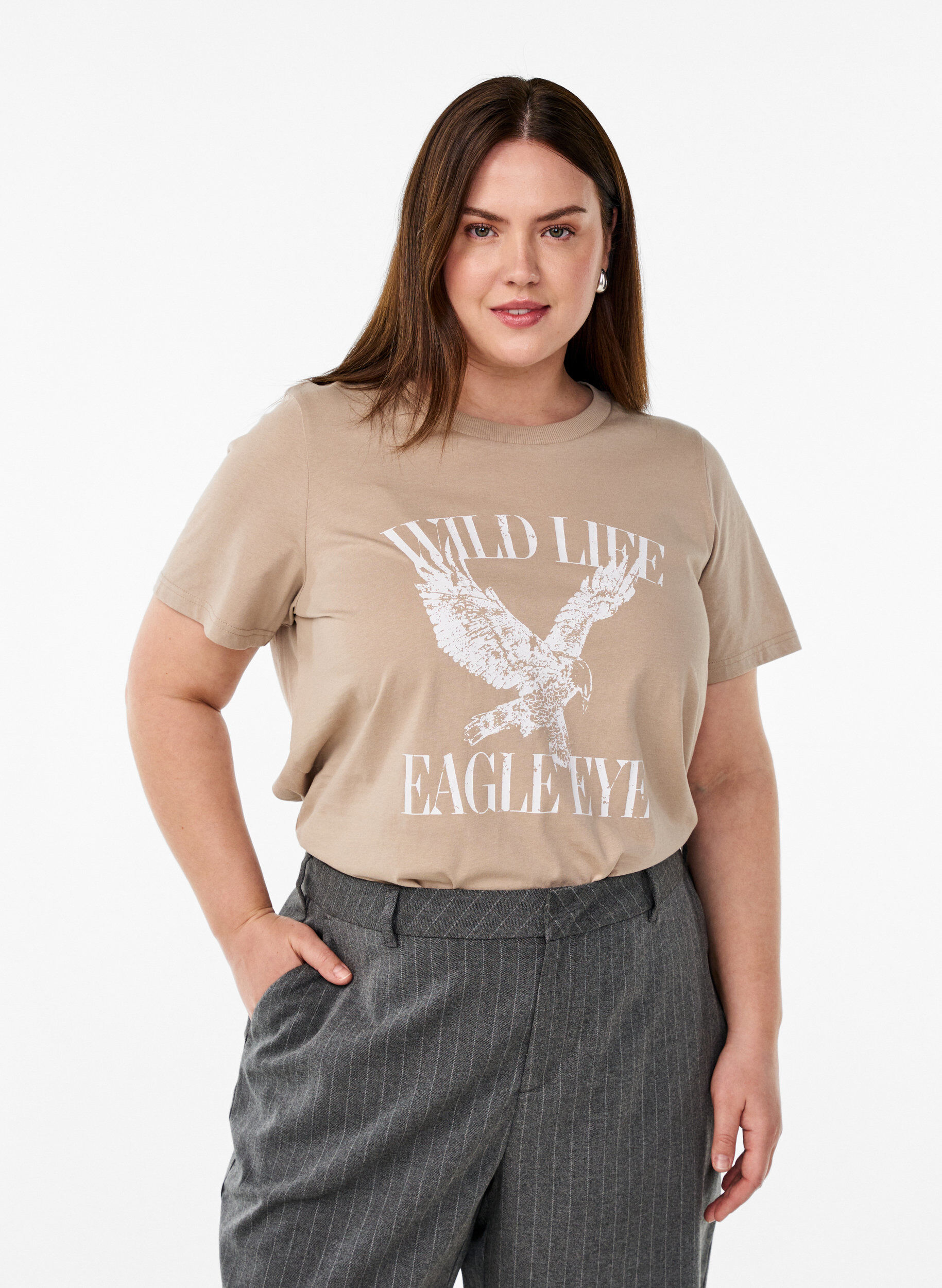 T-shirt Eagle Eye, Beige, Model