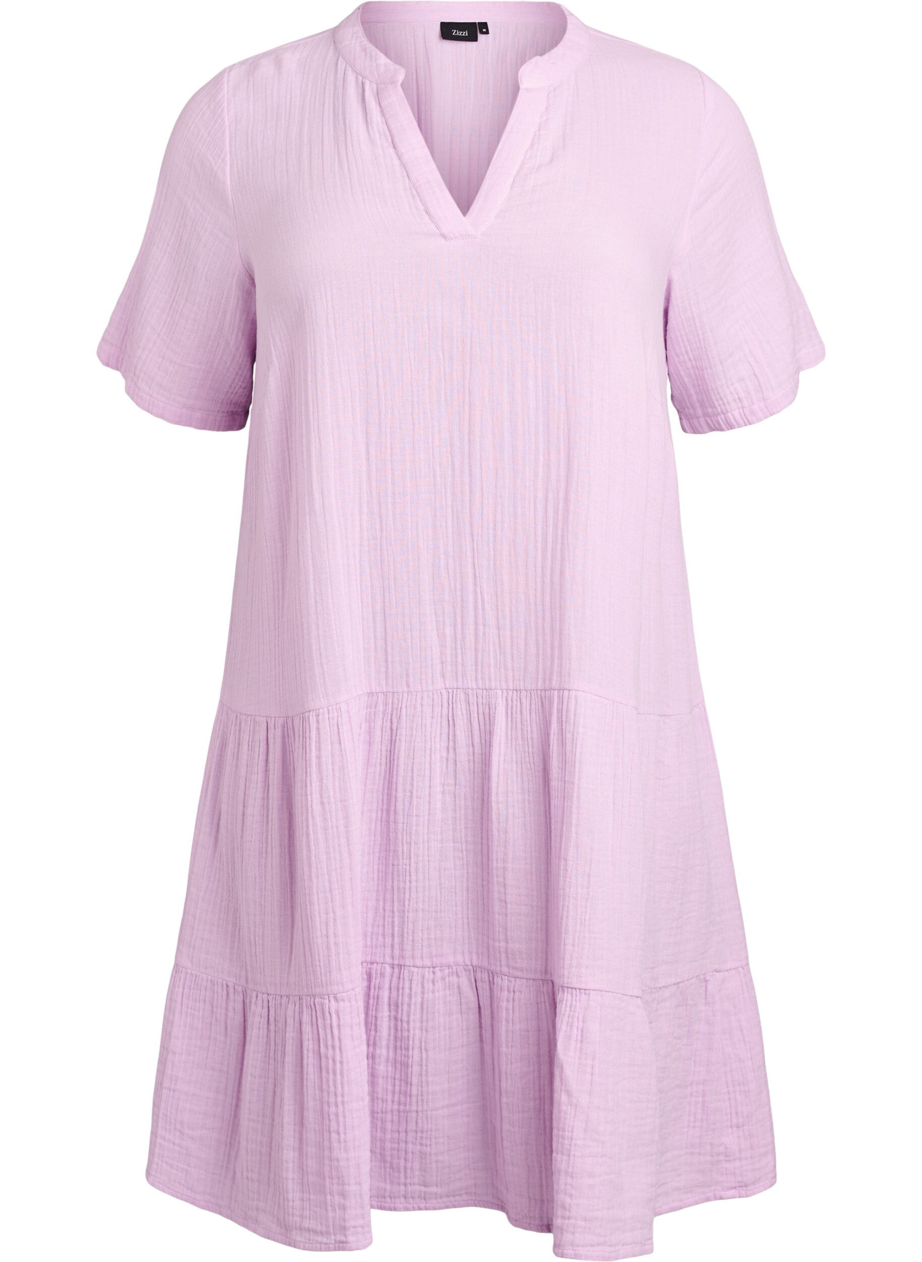 Robe courte &eacute;vas&eacute;e en mousseline de coton