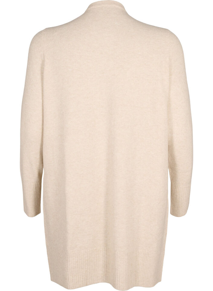 Strickjacke mit Rippenstrick und Taschen, Beige, Packshot image number 1