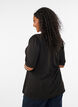 Bluse mit Knopfdetail und kurzen Puff&auml;rmeln, Schwarz, Model image number 2