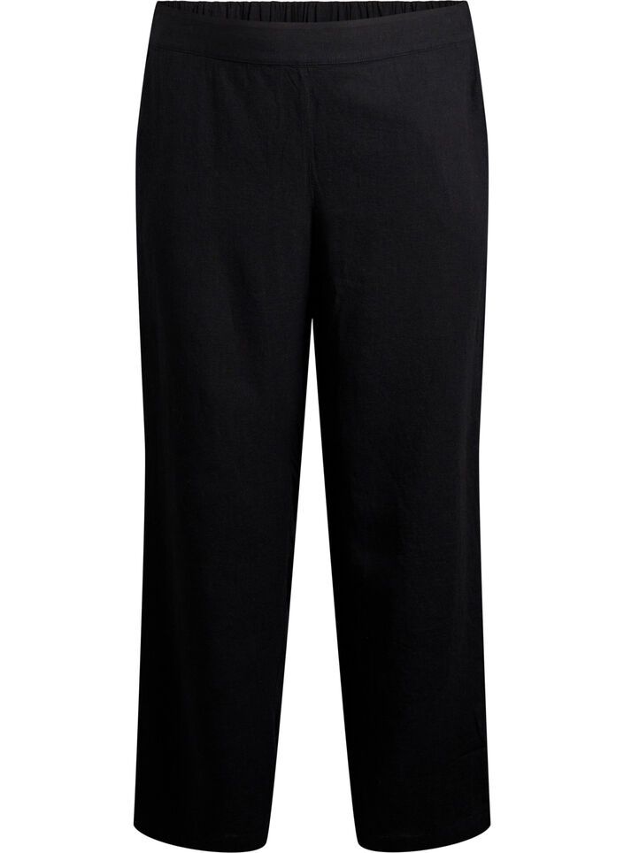 Pantalon ample en lin et viscose, Noir, Packshot image number 0