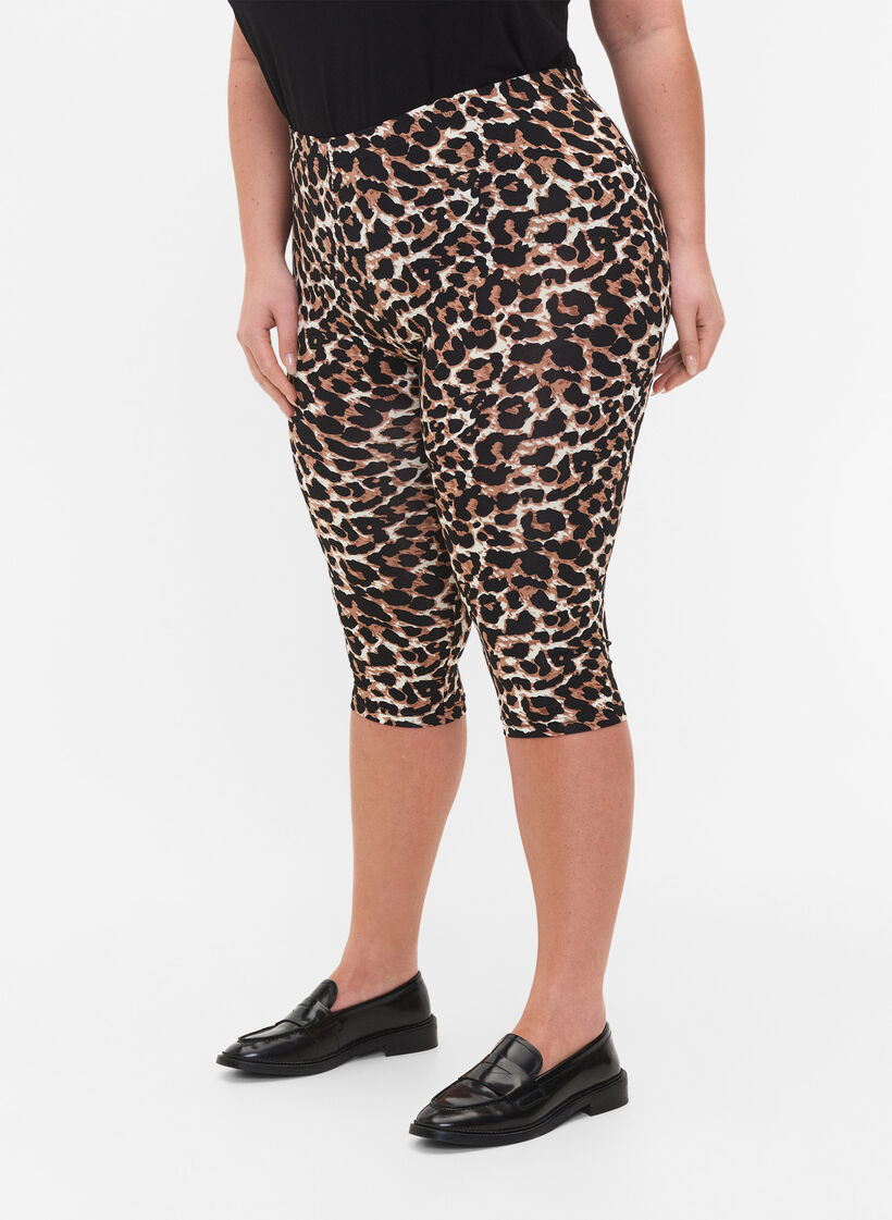 2er-Pack 3/4 Leggings, Black / LEO AOP, Model image number 2