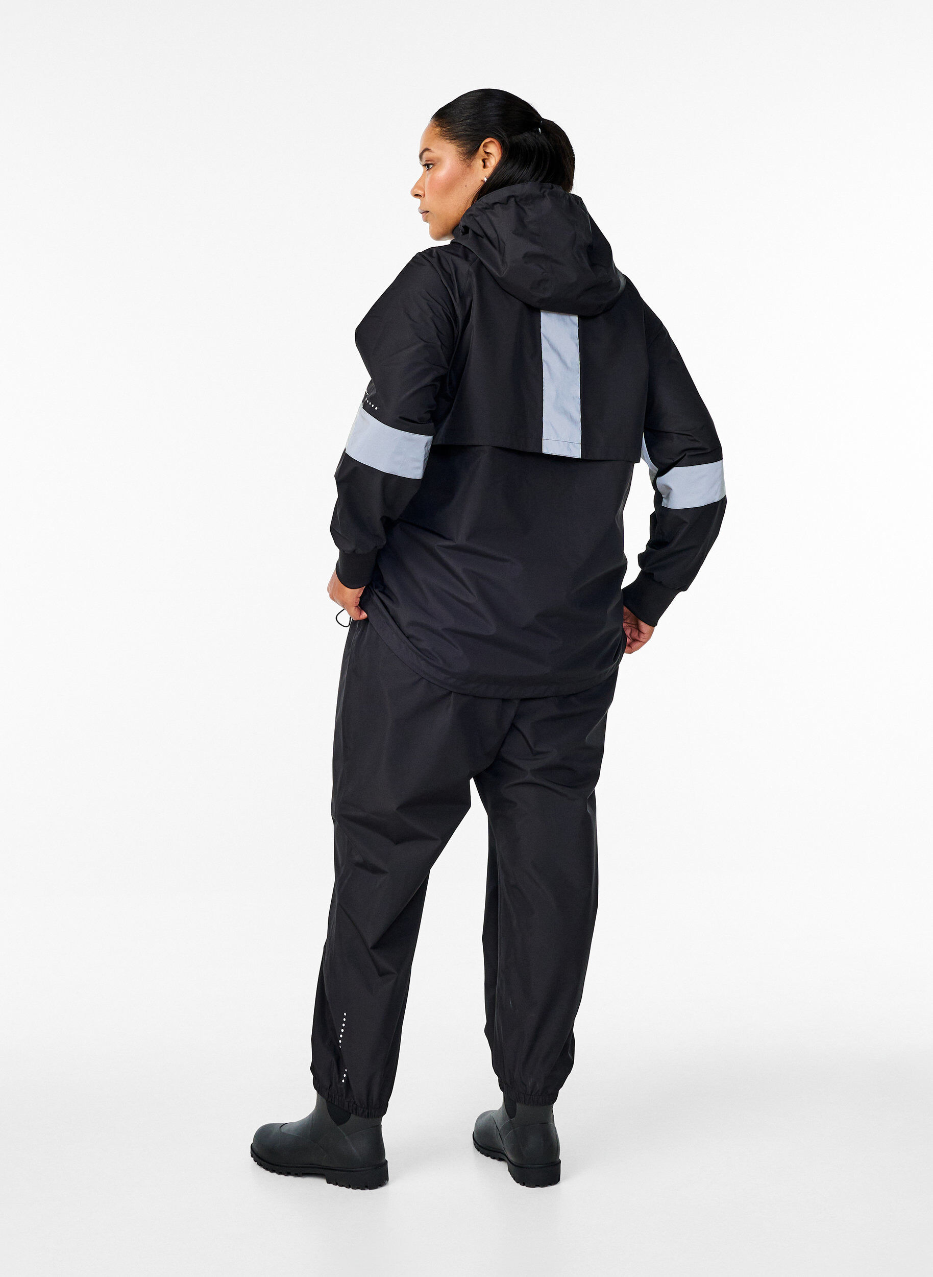 Zizzi Regenhose mit Reflektoren, Schwarz, Model image number 1