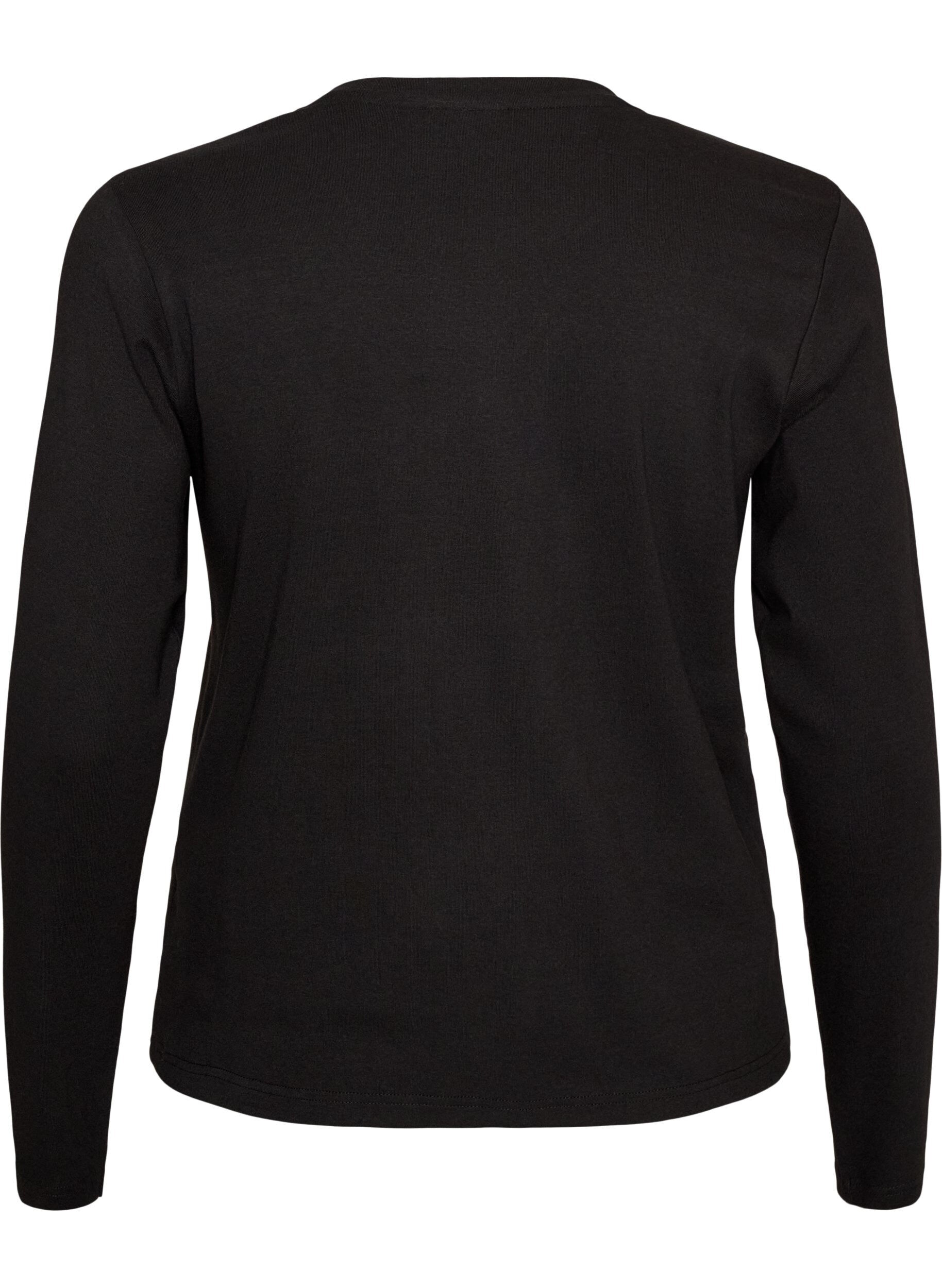 ZizziLangarm-Basic-T-Shirt mit Rundhalsausschnitt, Schwarz, Packshot image number 1