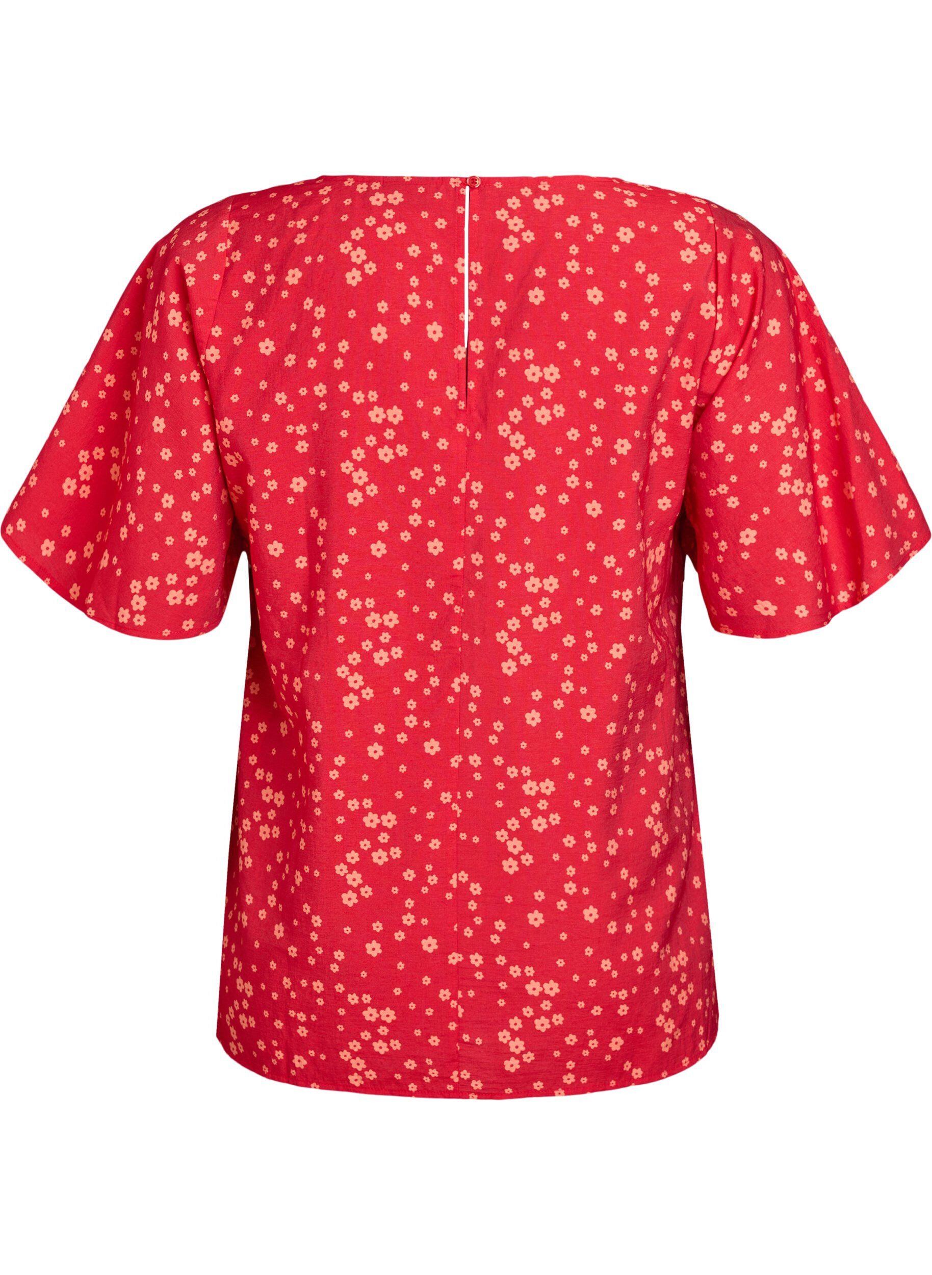 Zizzi Bluse mit Blumenmuster und Fledermaus&auml;rmeln, Rot, Packshot image number 1