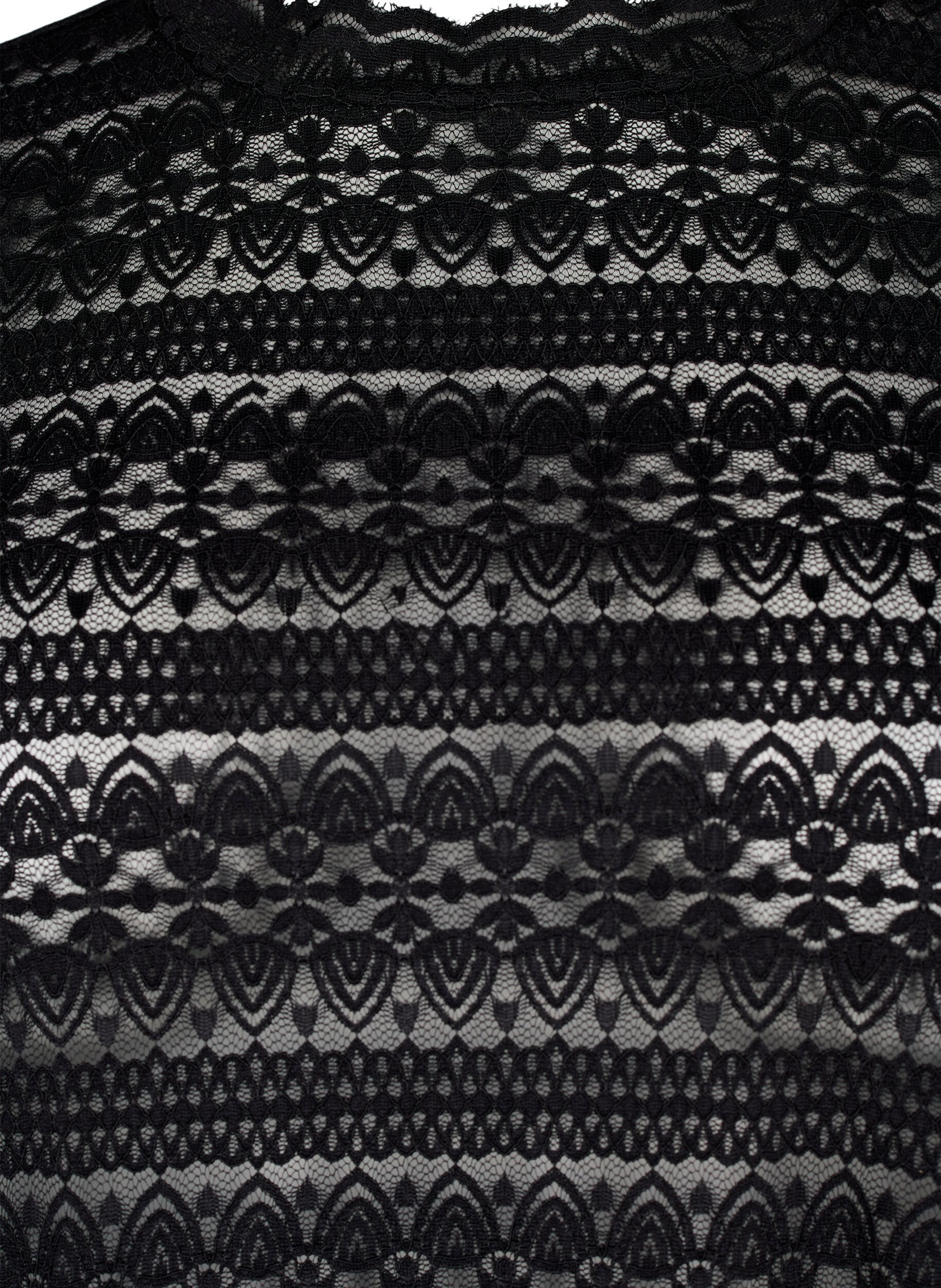 Zizzi Chemisier en dentelle avec manches longues, Black, Packshot image number 2