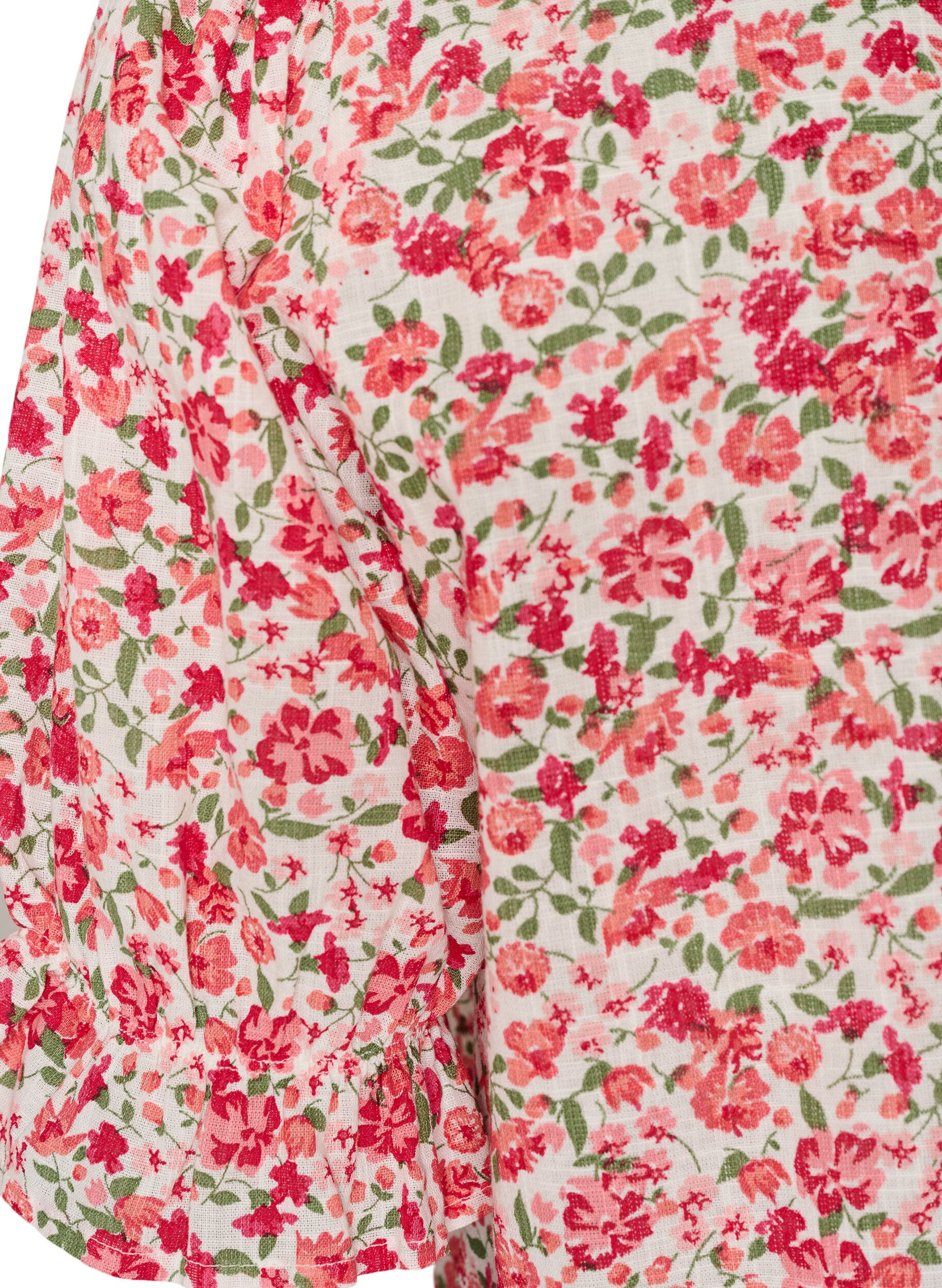 ZizziBaumwollbluse mit eckigem Ausschnitt, Rot, Packshot image number 3