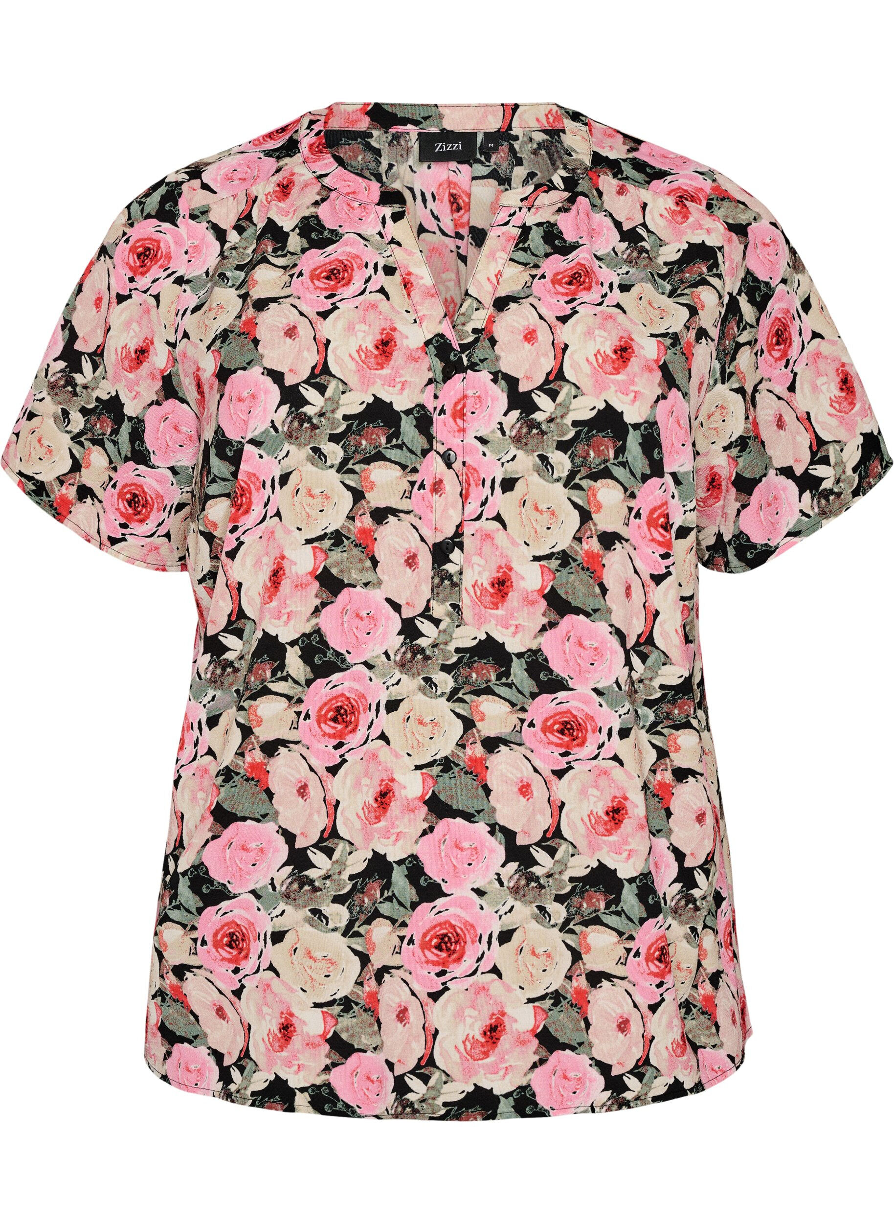 Zizzi Blouse &agrave; manches courtes et encolure en V, Rose, Packshot image number 0