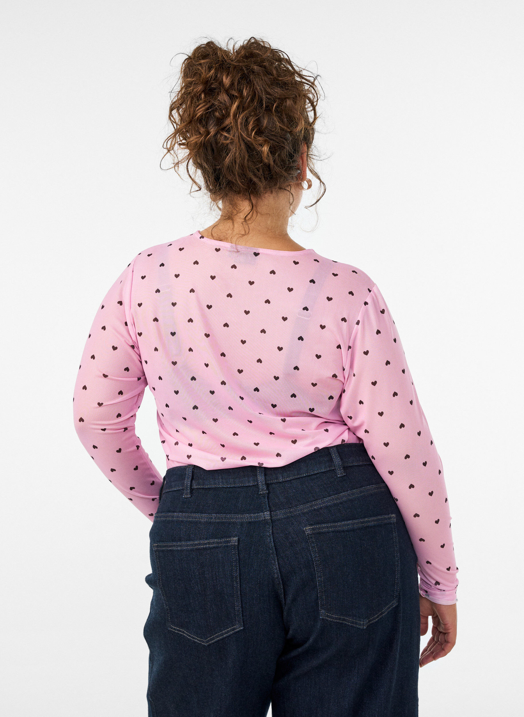 ZizziBluse aus Mesh mit Print, Pink, Model image number 2