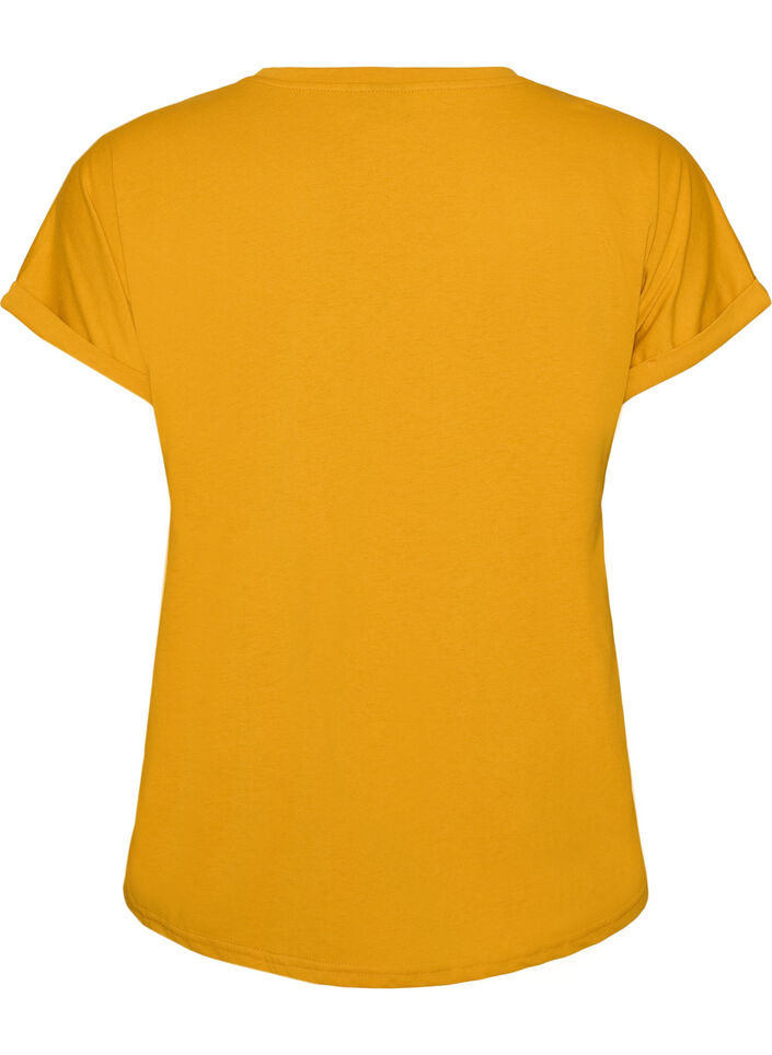 T-shirt &agrave; manches courtes en coton m&eacute;lang&eacute;, Jaune, Packshot image number 1