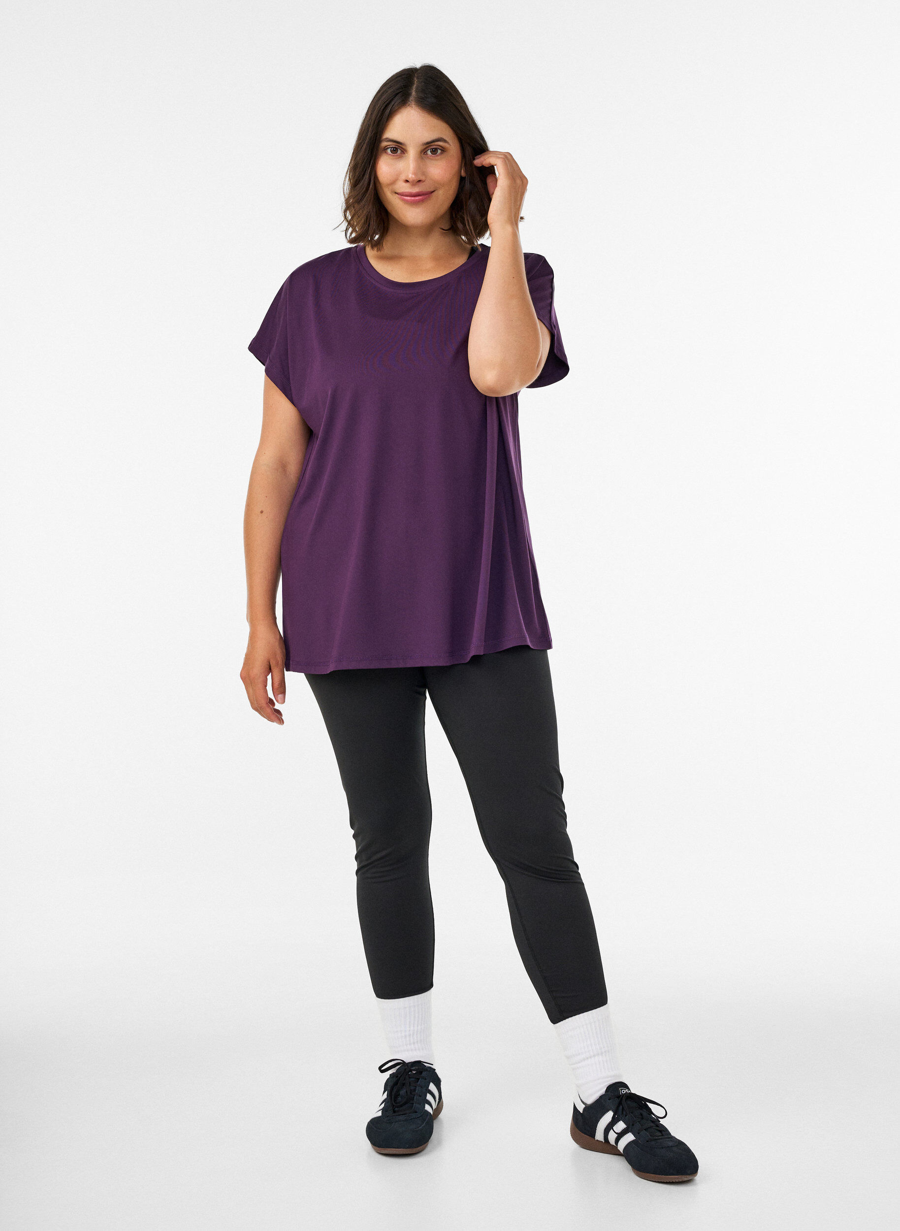 ZizziT-shirt de sport couleur unie, Violet, Model image number 1