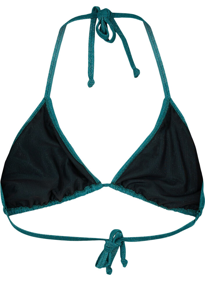 Triangel-Bikinioberteil mit Glitzer, Grün, Packshot image number 1