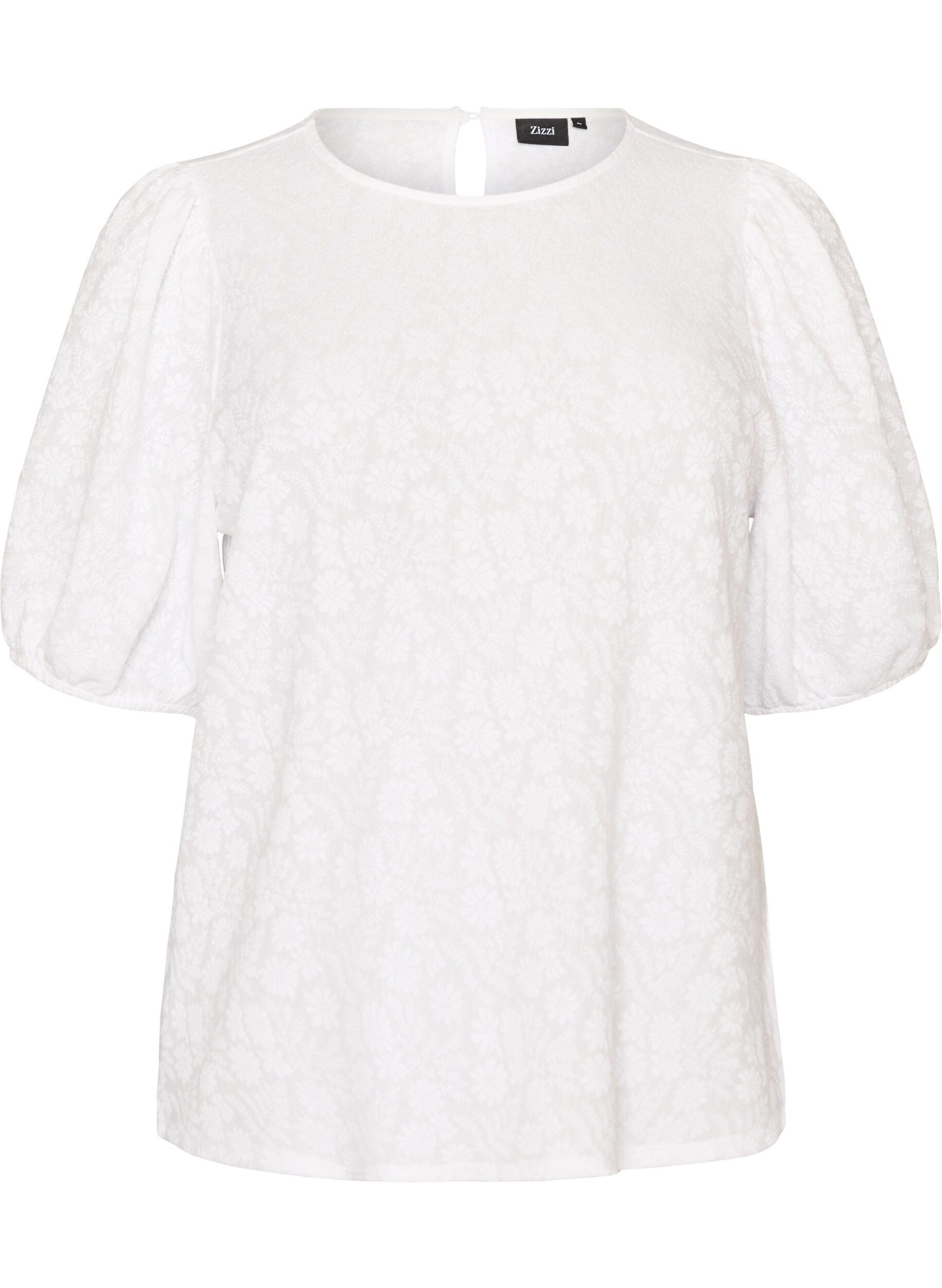 ZizziBlouse textur&eacute;e &agrave; manches courtes, Blanc, Packshot image number 0