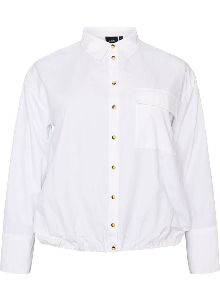 Chemise coupe ballon avec poche poitrine, Blanc, Packshot image number 0