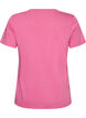 T-shirt en coton bio avec un imprim&eacute; varsity et col V, Rose, Packshot image number 1