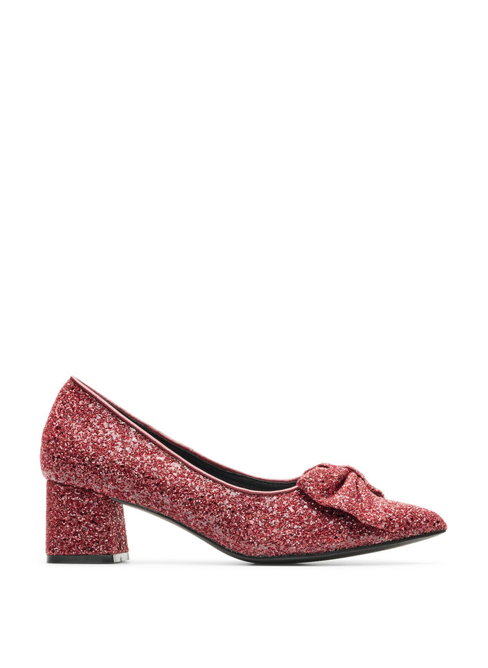 Glitzer-Pumps mit Schleife, Rot, Packshot image number 0