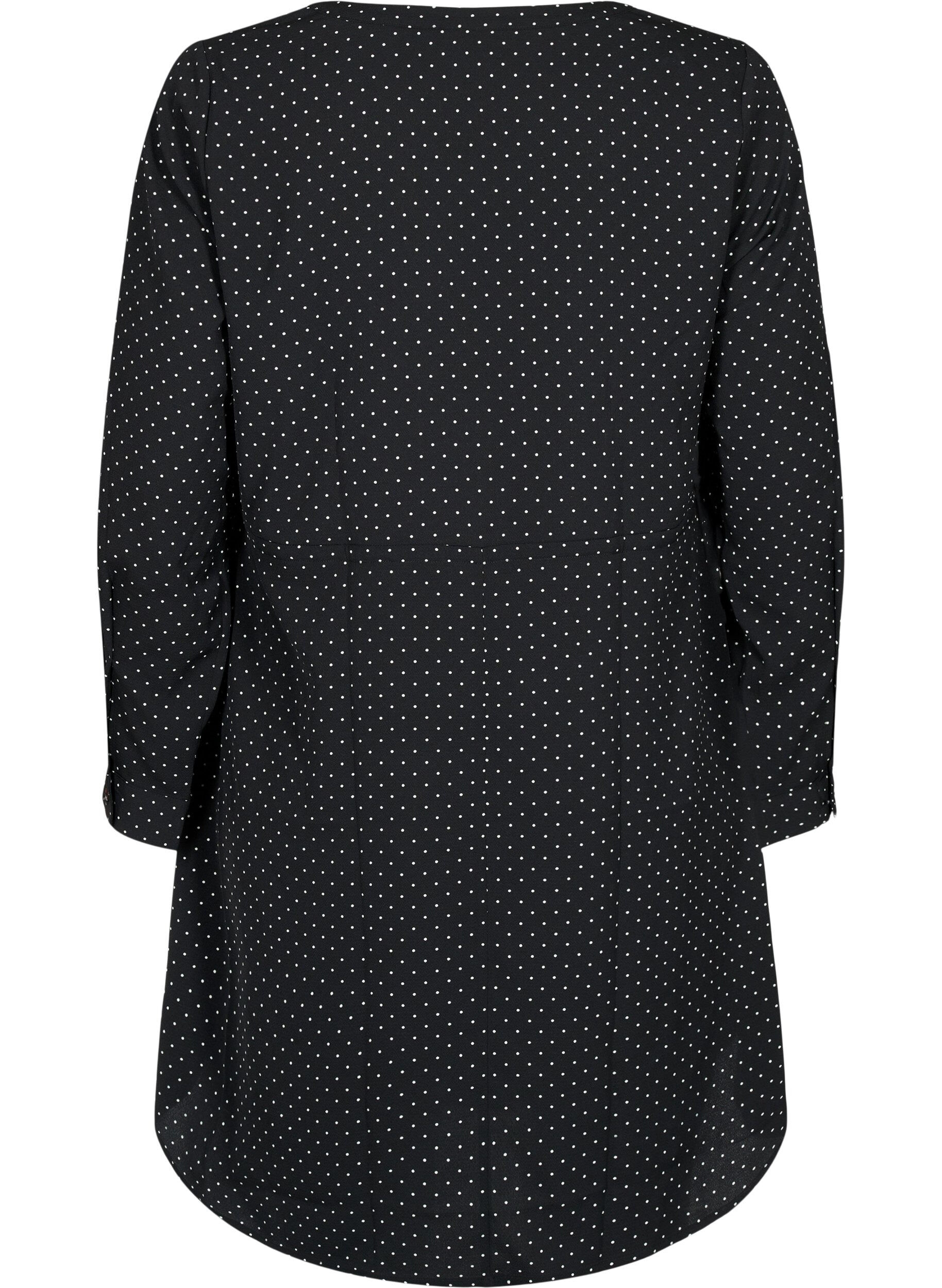 Zizzi Robe imprim&eacute;e avec cordon &agrave; la taille, Black Dot, Packshot image number 1
