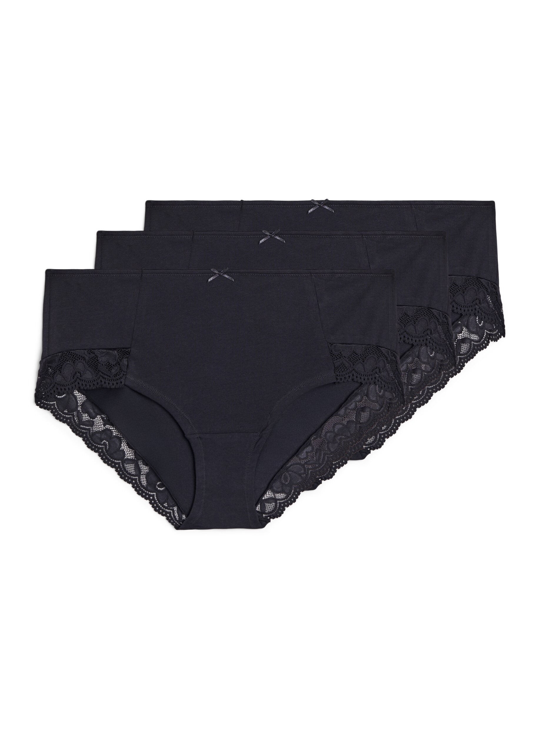 3er Pack Hipster-Panties mit Spitzenb&uuml;ndchen