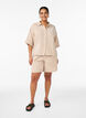Hoch taillierte Shorts aus Baumwoll-Musselin, Beige, Model image number 1