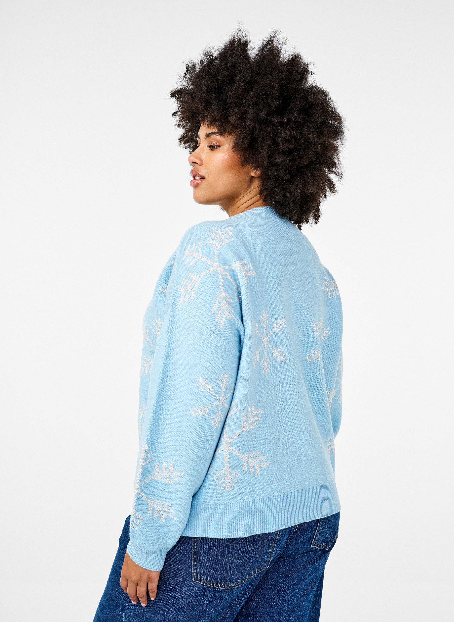 Zizzi Cardigan tricot&eacute; de No&euml;l, Cerulean Comb, Model image number 1