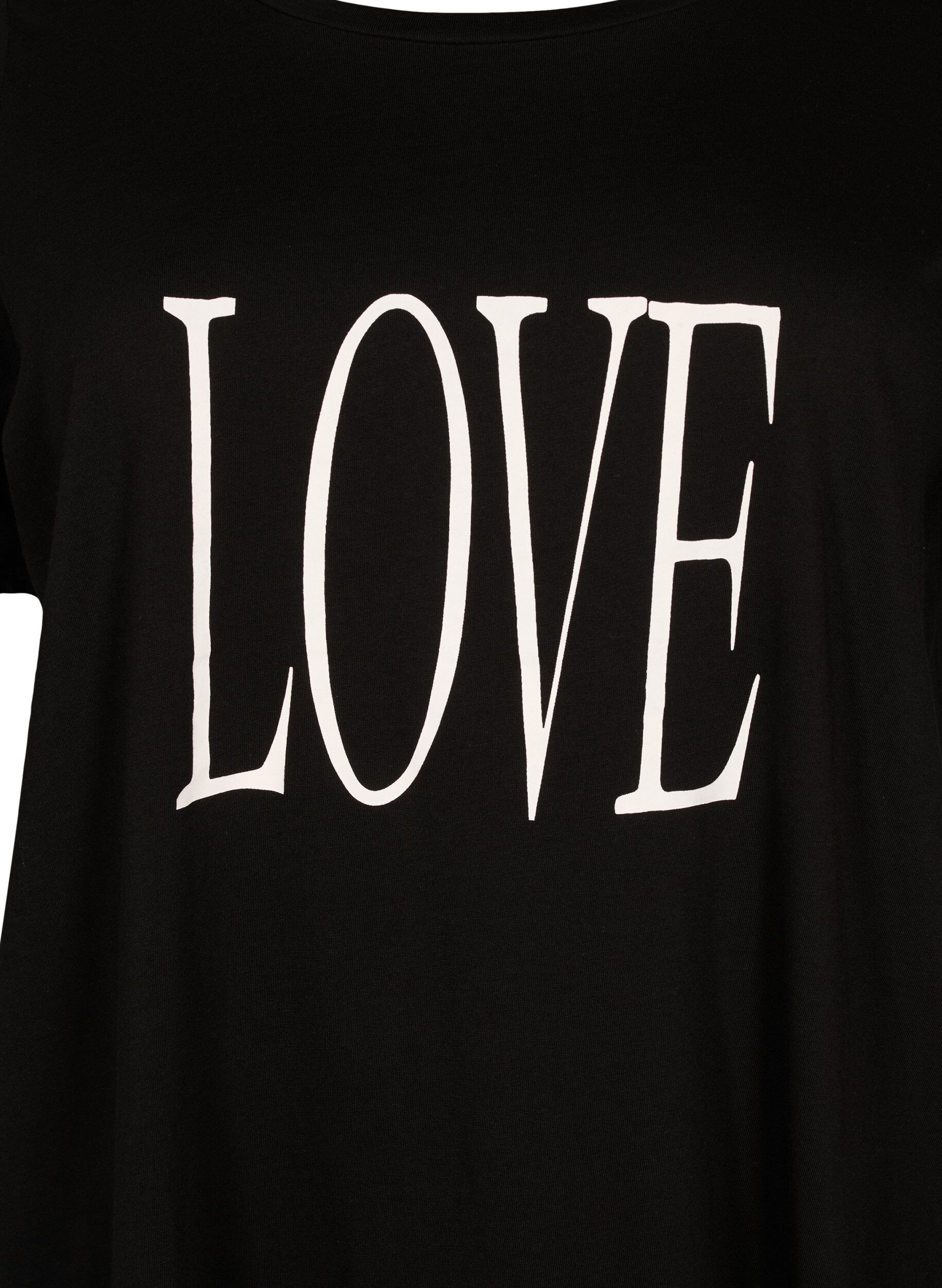 Zizzi Oversize T-Shirt mit Druck, Black W. Love, Packshot image number 2