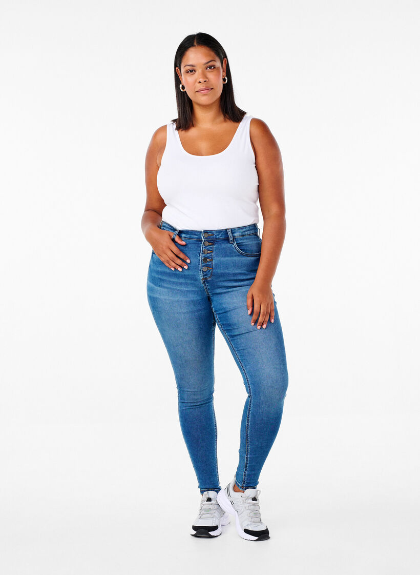 Haut basique en coton, Blanc, Model
