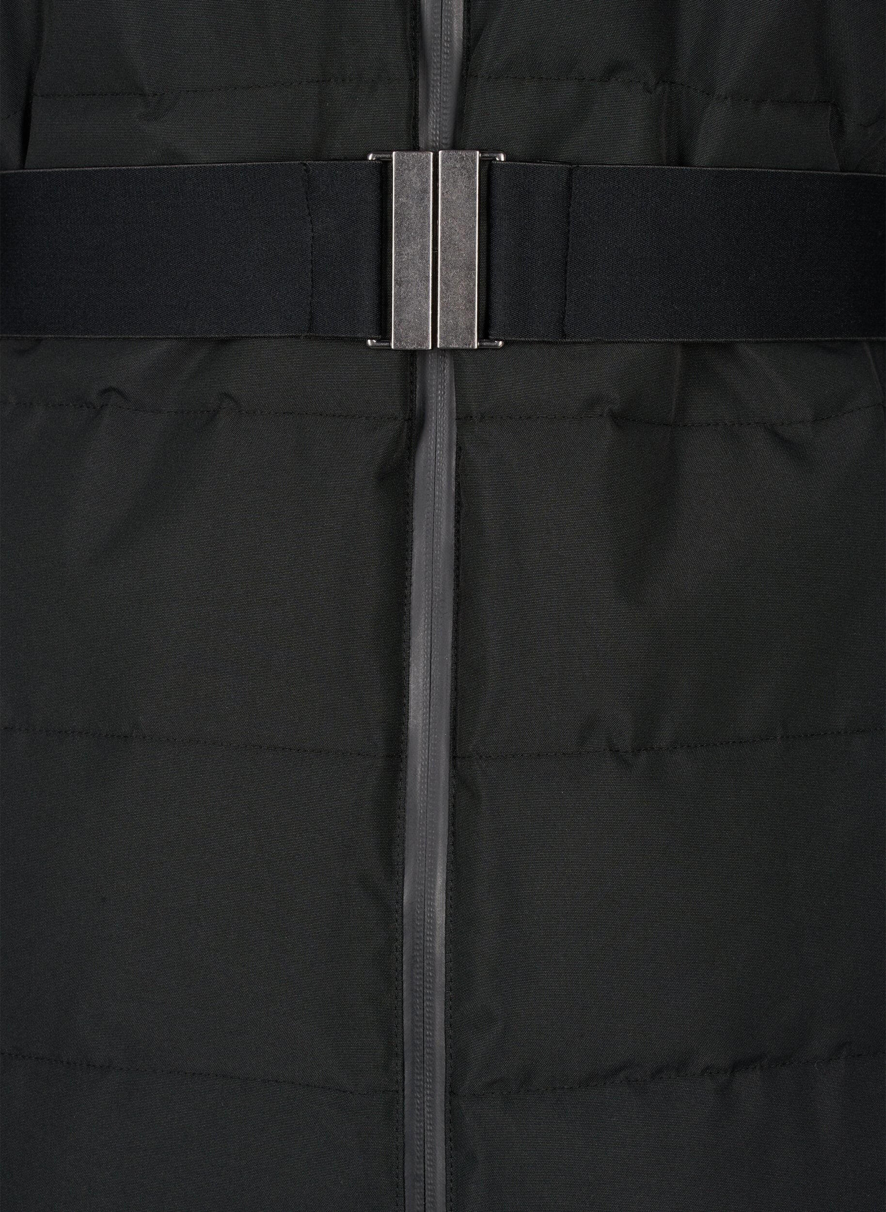 Zizzi Ski-Jacke mit Kapuze und G&uuml;rtel, Black, Packshot image number 3