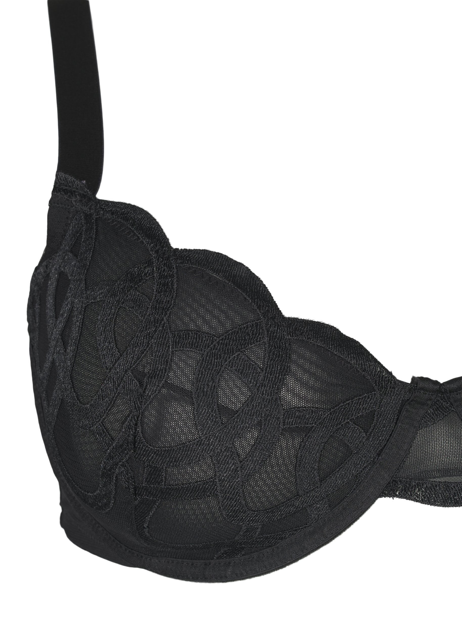 Zizzi Soutien-gorge balconnet avec dentelle graphique, Noir, Packshot image number 2