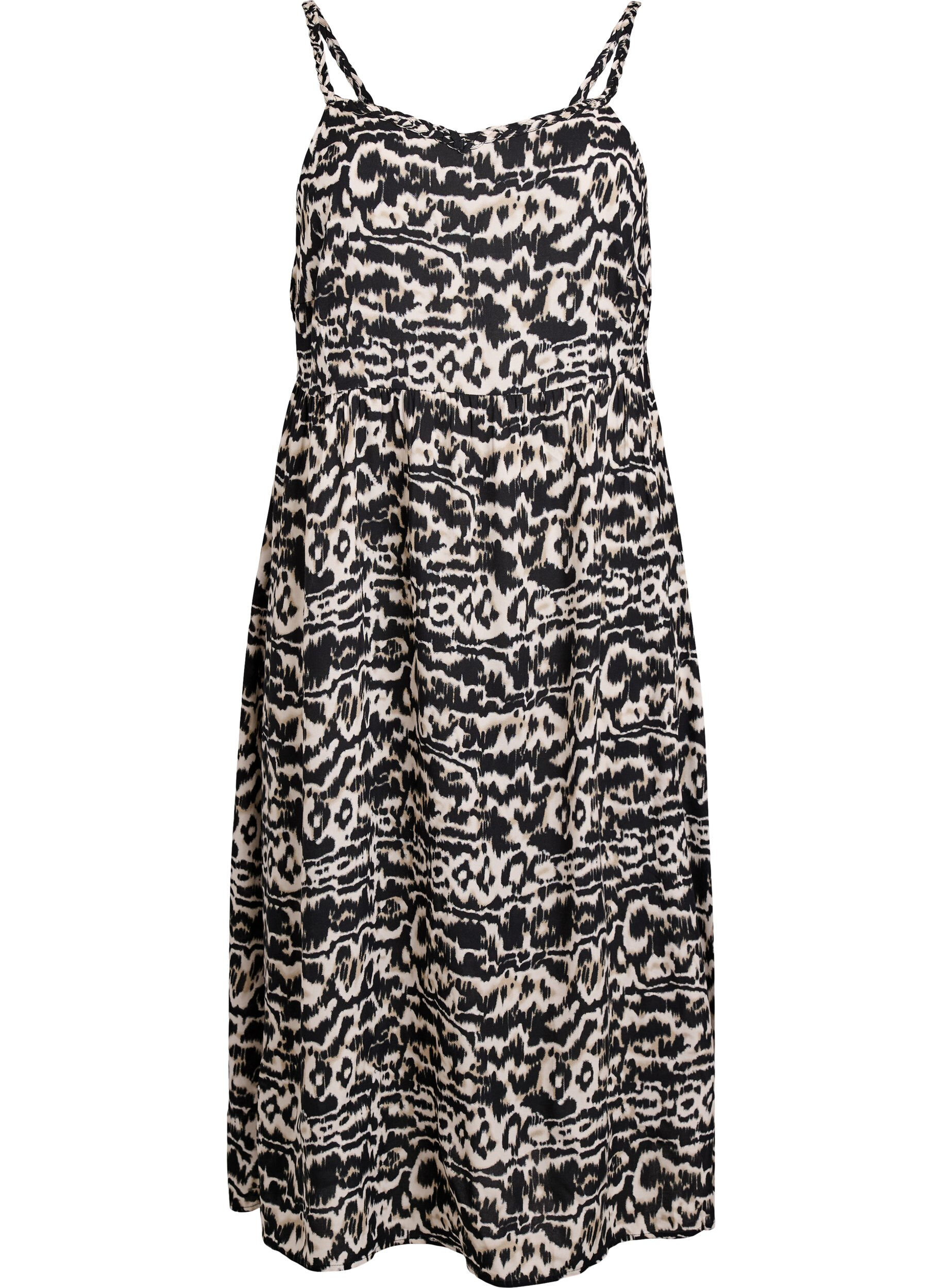 Zizzi Midi-Tr&auml;gerkleid mit gesmoktem R&uuml;ckenteil, Schwarz, Packshot image number 0