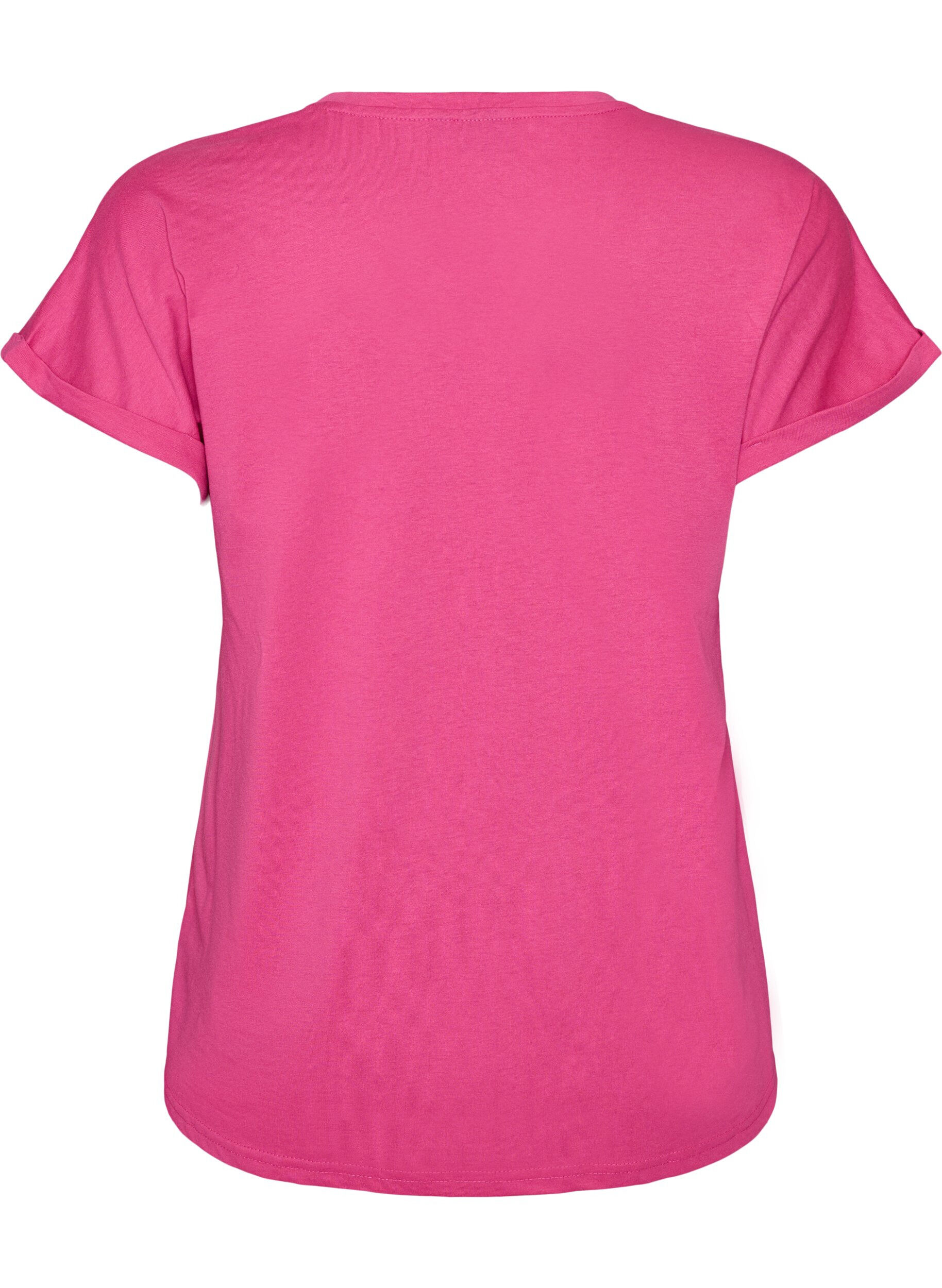 ZizziKurz&auml;rmeliges T-Shirt aus einer Baumwollmischung, Pink, Packshot image number 1