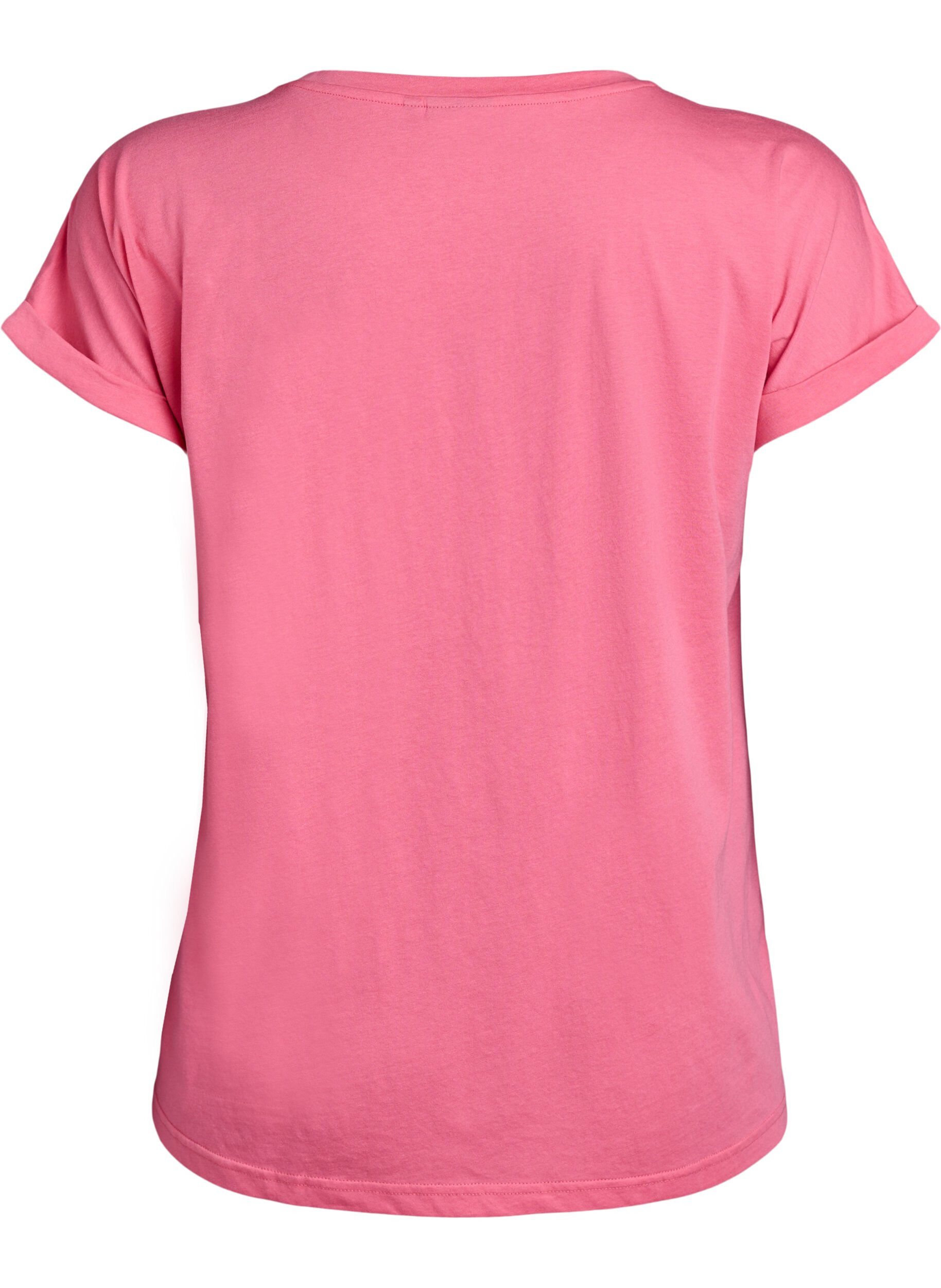 Zizzi Kurz&auml;rmeliges T-Shirt aus einer Baumwollmischung, Pink, Packshot image number 1