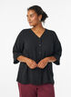 Bluse mit V-Ausschnitt und 3/4-&Auml;rmeln, Schwarz, Model image number 0