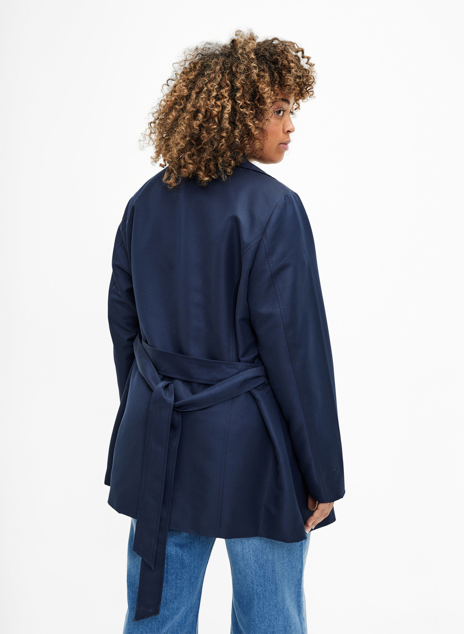Zizzi Trench court avec ceinture, Bleu, Model image number 2