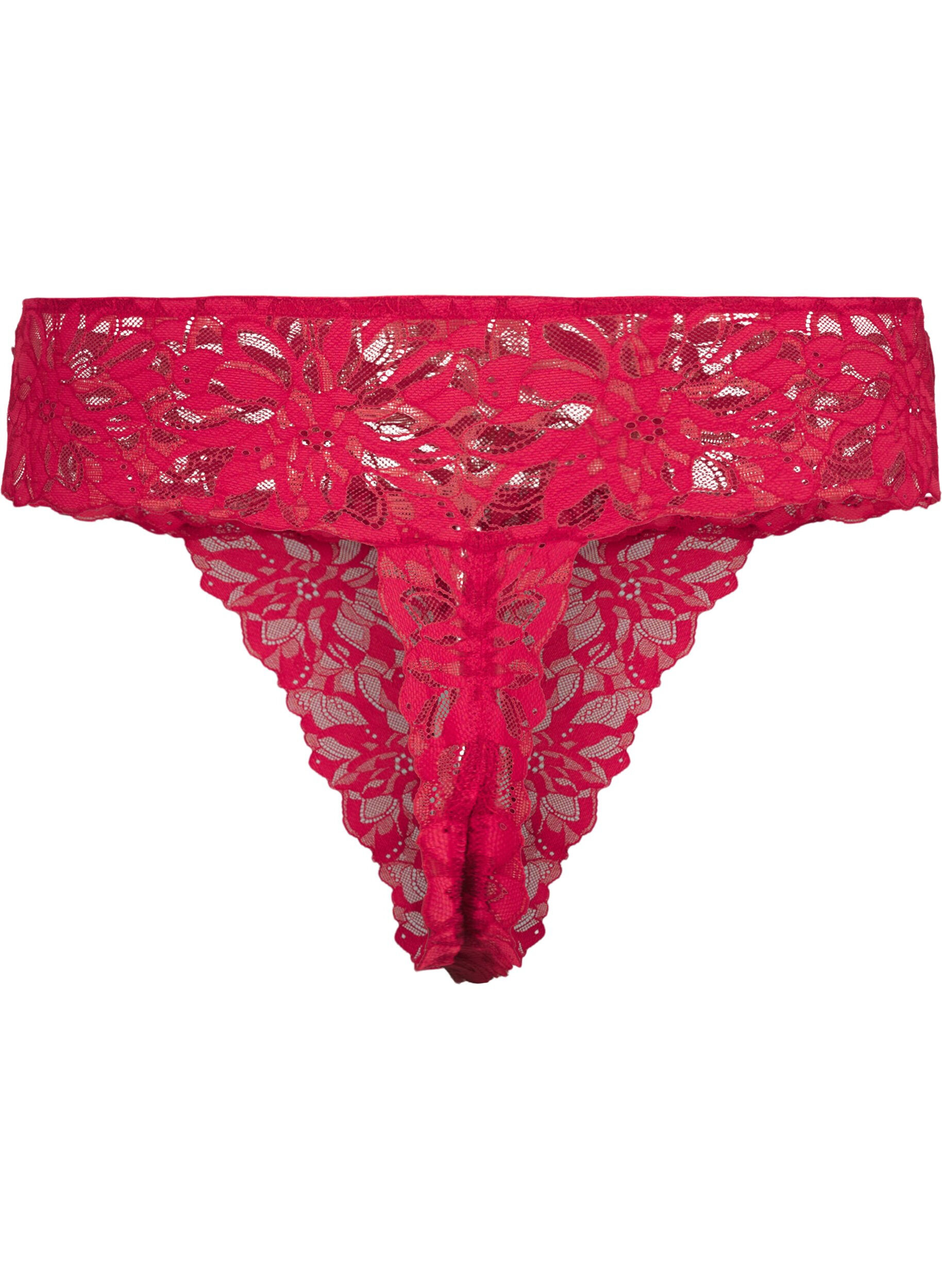 Zizzi String en dentelle ouvert &agrave; l'entrejambe, Rouge, Packshot image number 1