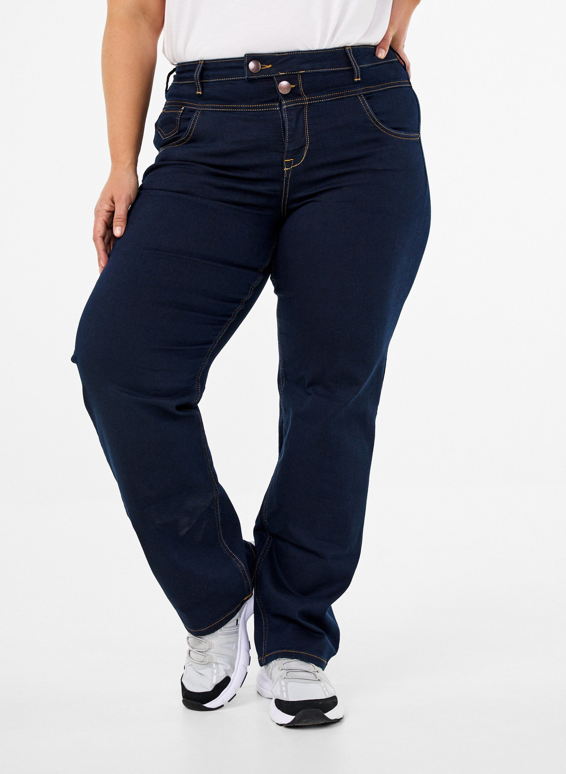 Zizzi Jean Gemma coupe classique taille haute, Bleu, Model image number 4