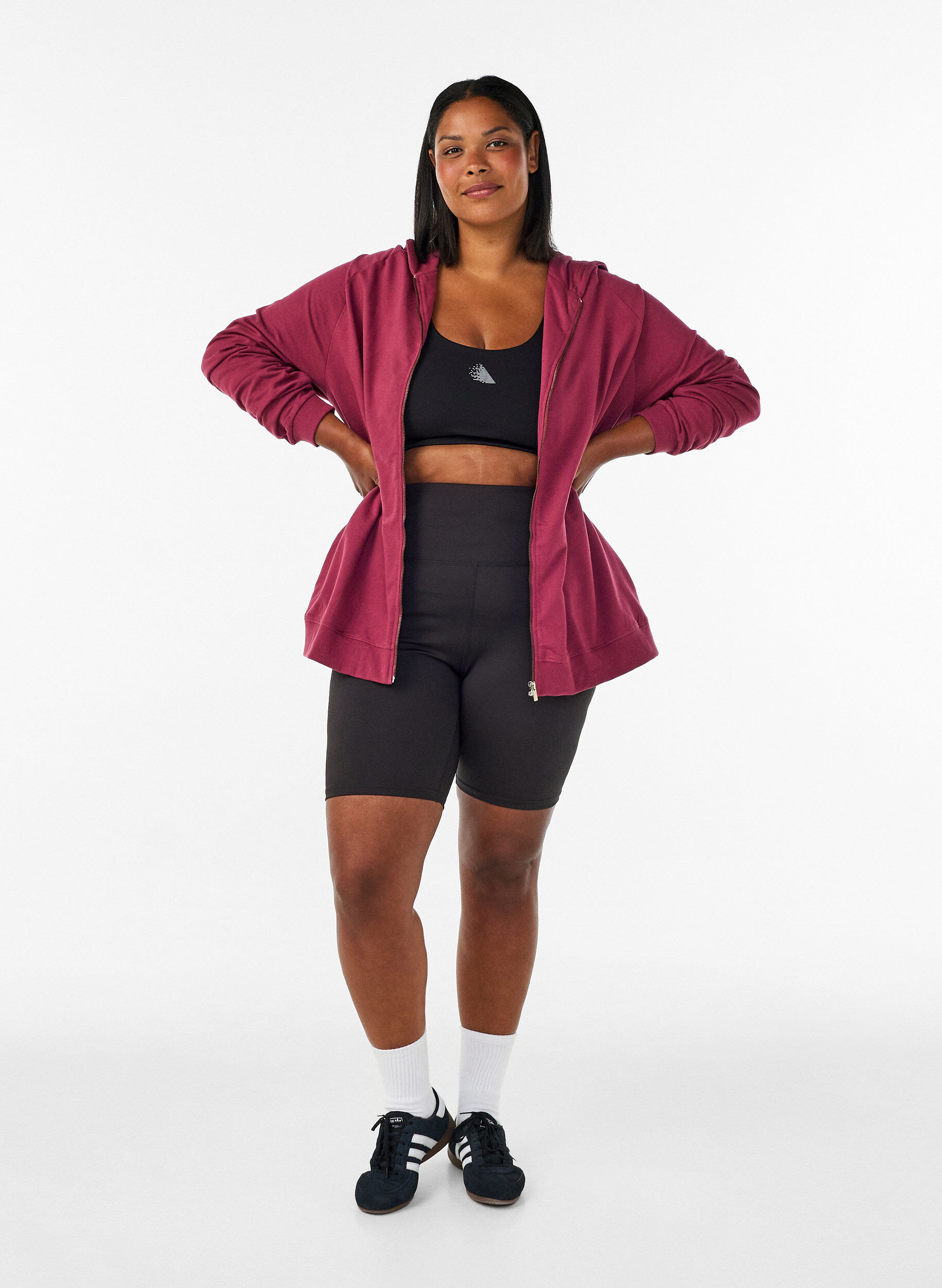 ZizziHoodie mit Rei&szlig;verschluss und R&uuml;ckendruck, Rot, Model image number 1