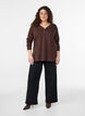 T-shirt &agrave; manches longues avec col V et boutons, Marron, Model image number 1