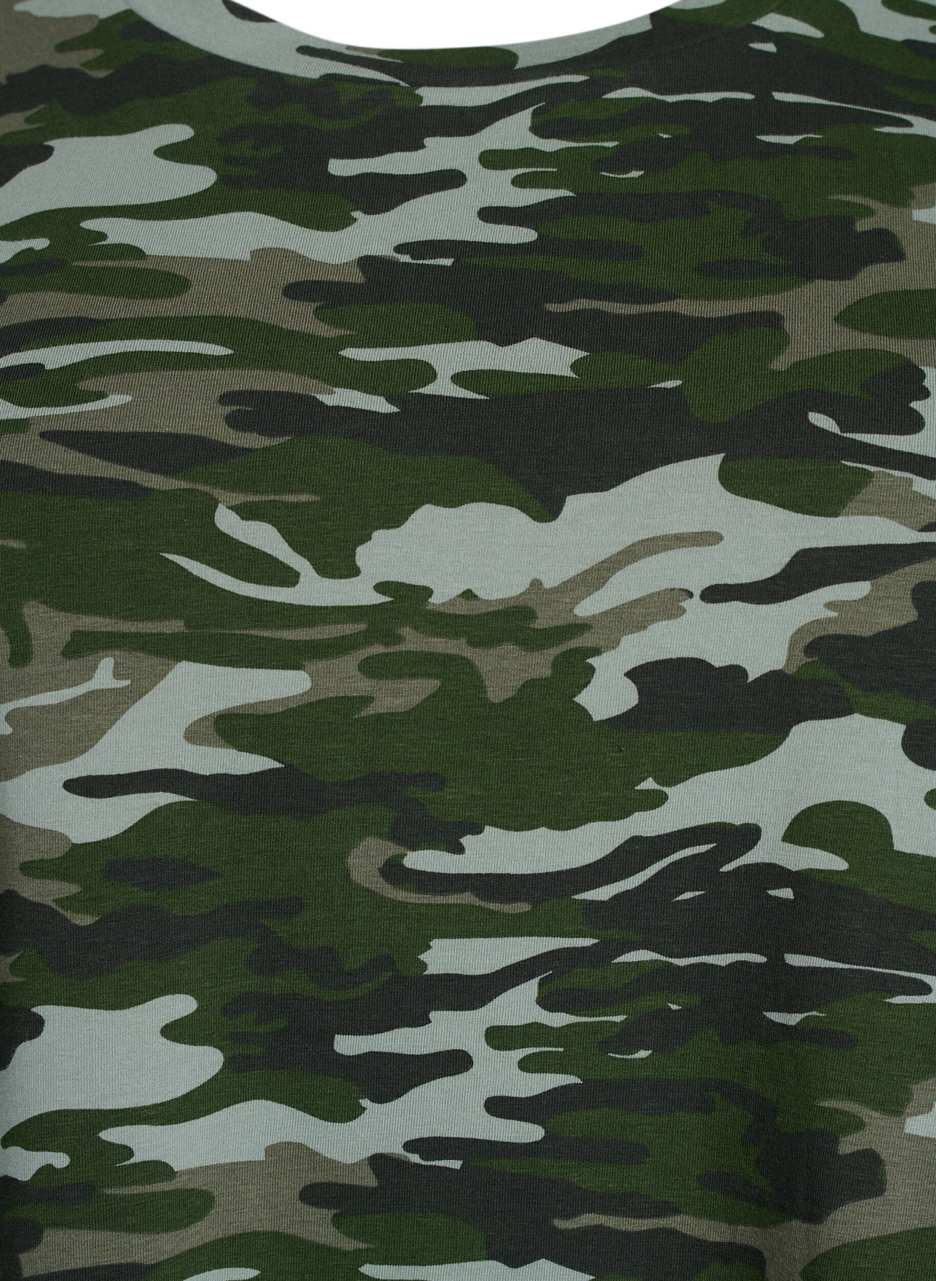 Zizzi T-shirt &agrave; col rond et imprim&eacute; int&eacute;gral, Vert, Packshot image number 2