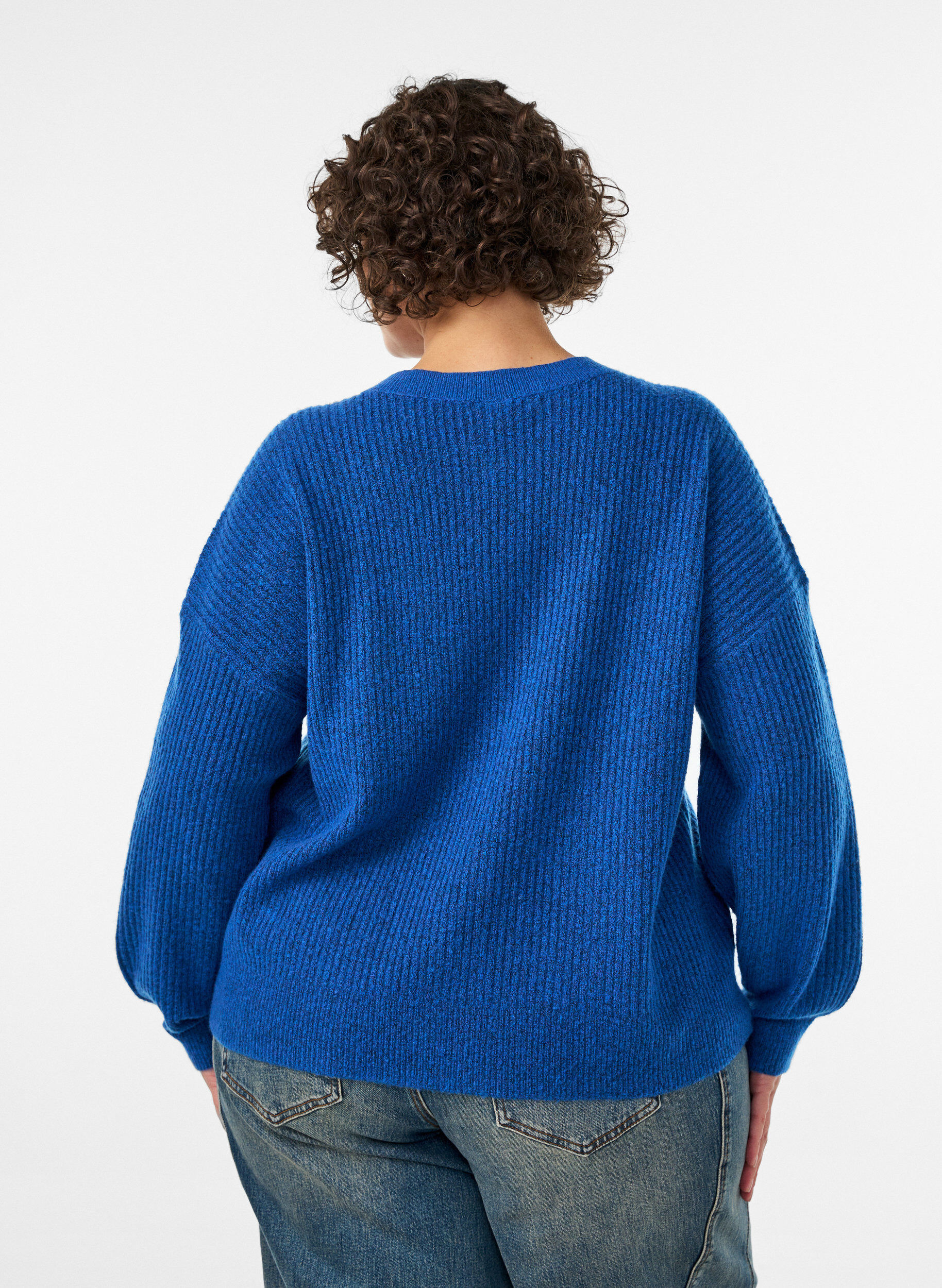 ZizziRippenstrick Strickjacke mit Kn&ouml;pfen, Blau, Model image number 2