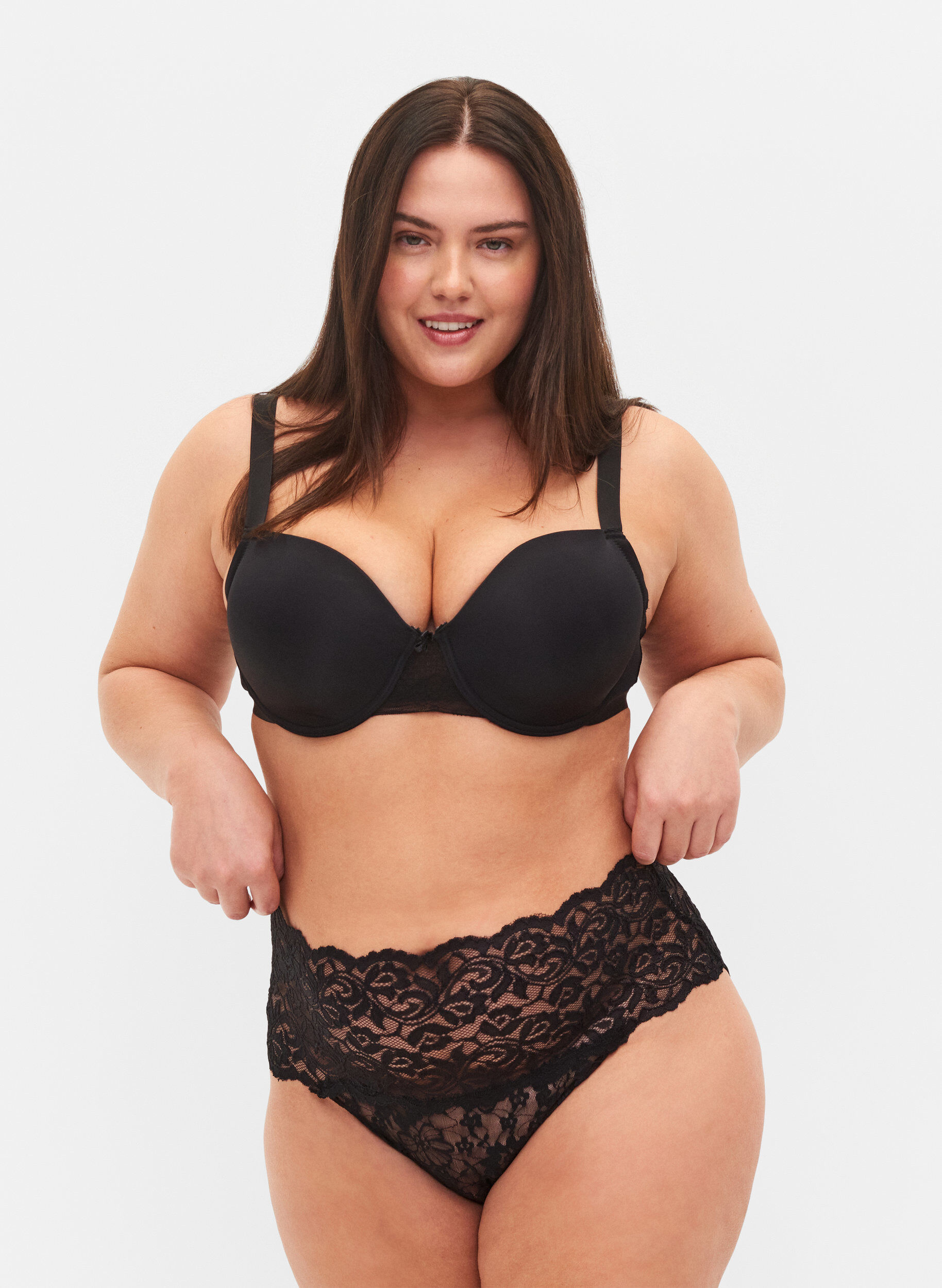 Culotte hipster 3-pack en qualit&eacute; dentelle, Noir, Model