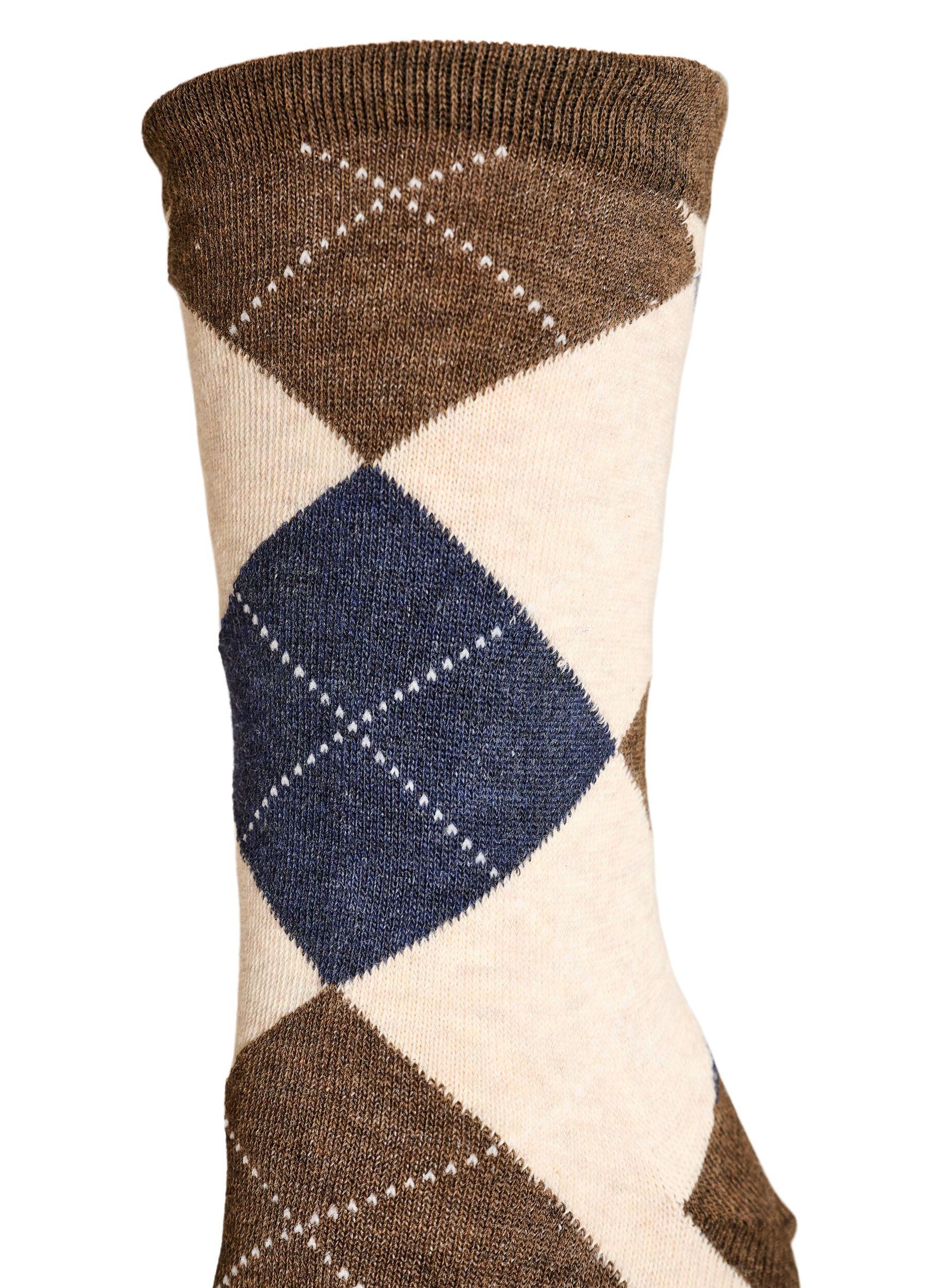 ZizziLot de 2 paires de chaussettes &agrave; motif arlequin, Marron, Packshot image number 2