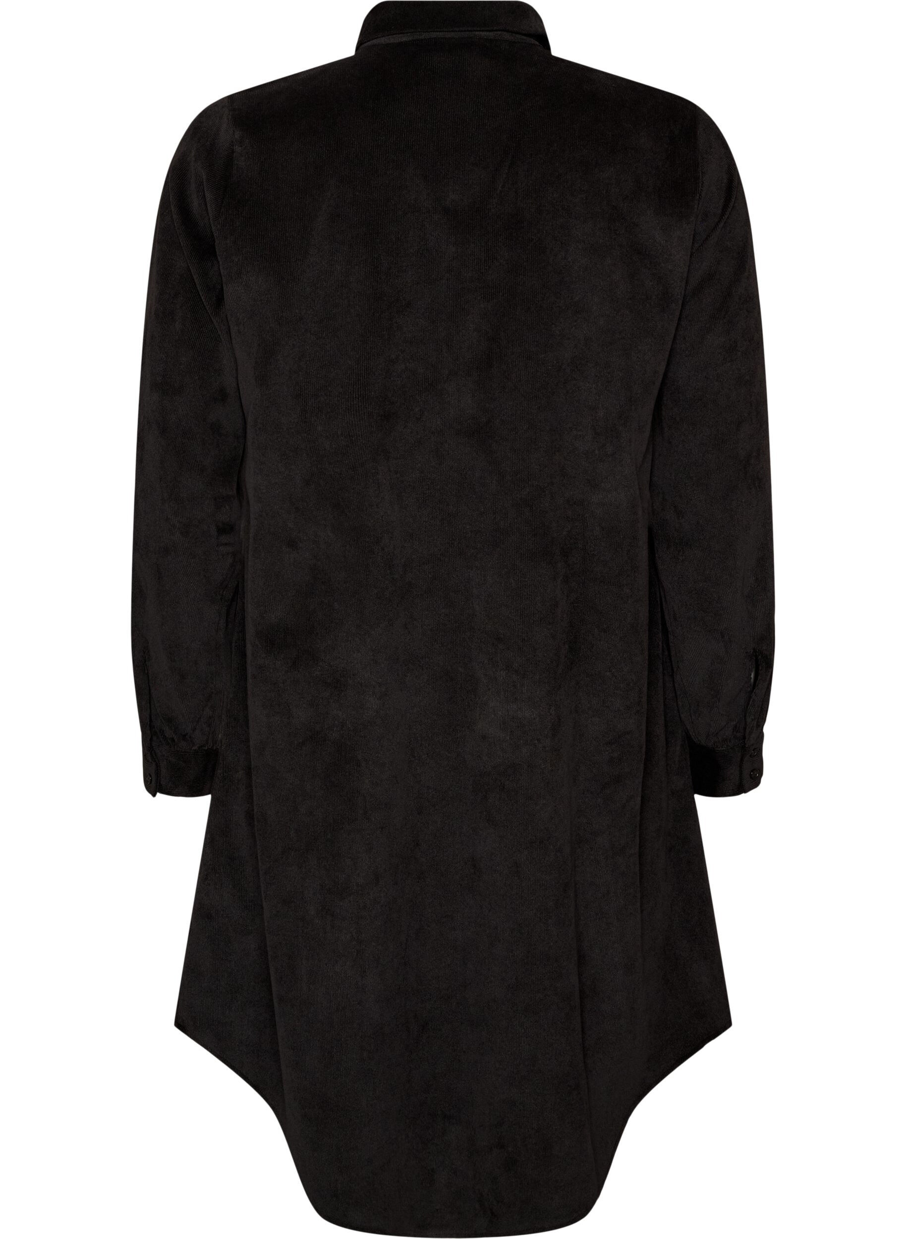 ZizziRobe chemise en velours c&ocirc;tel&eacute; avec col et fermeture boutonn&eacute;e, Noir, Packshot image number 1