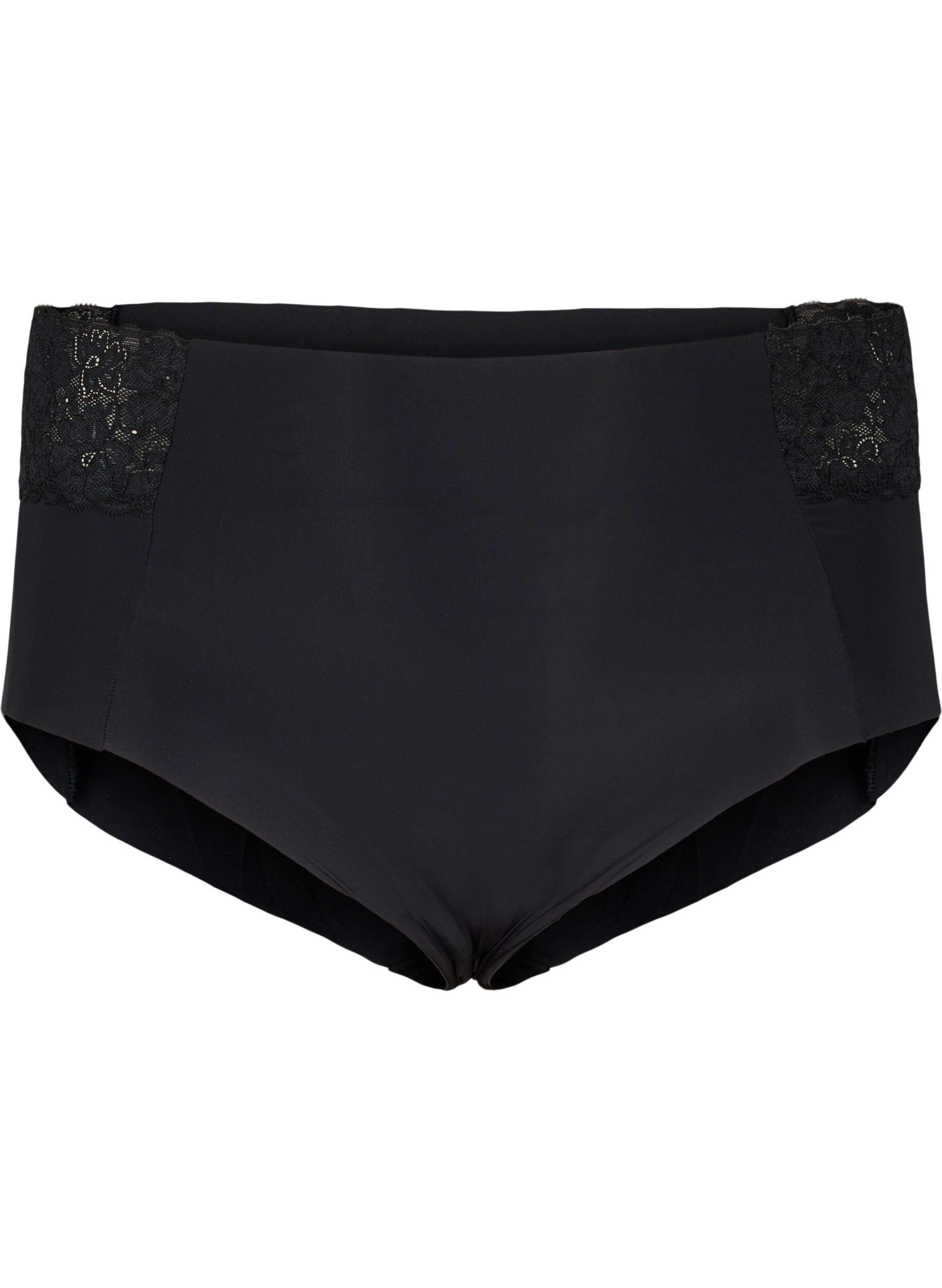 Zizzi 2-pack de culottes avec dentelle et taille r&eacute;guli&egrave;re, Black, Packshot image number 2