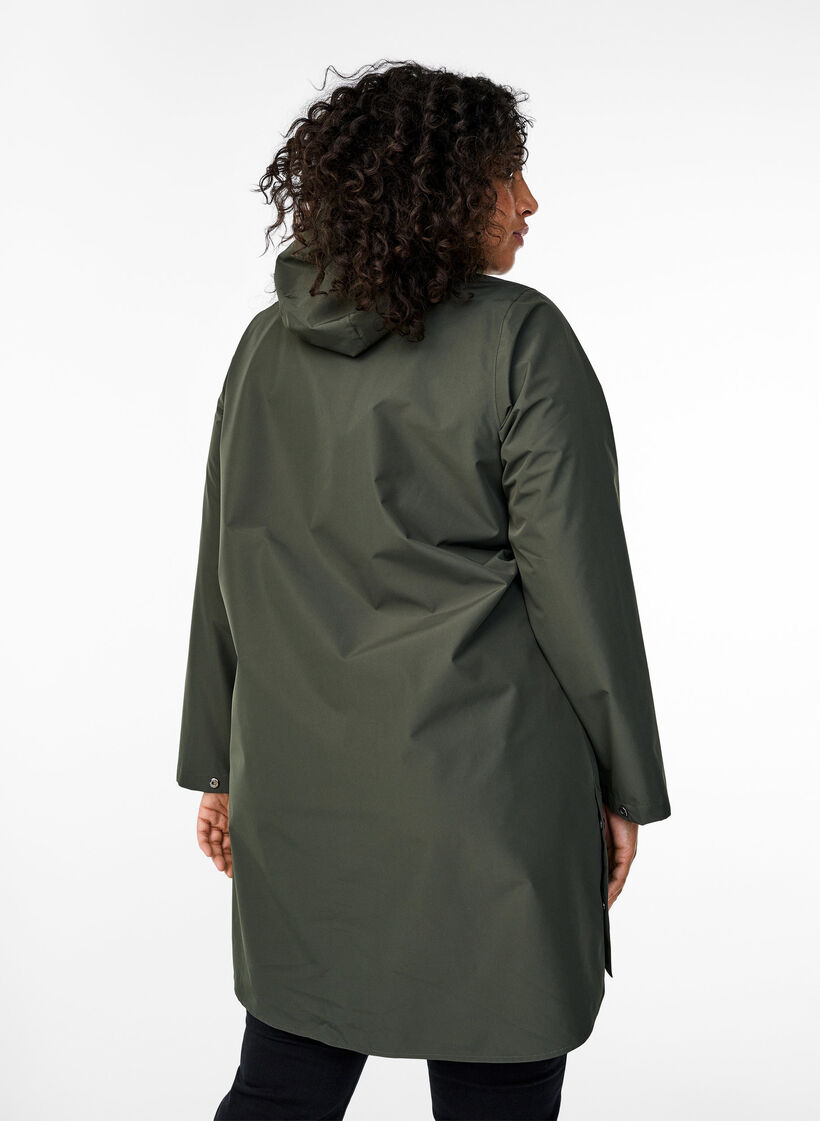 Regenjacke mit Taschen und Kapuze, Gr&uuml;n, Model image number 2