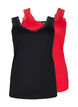 2er-Pack Tops mit Spitze, Black/Chinese Red, Packshot image number 0