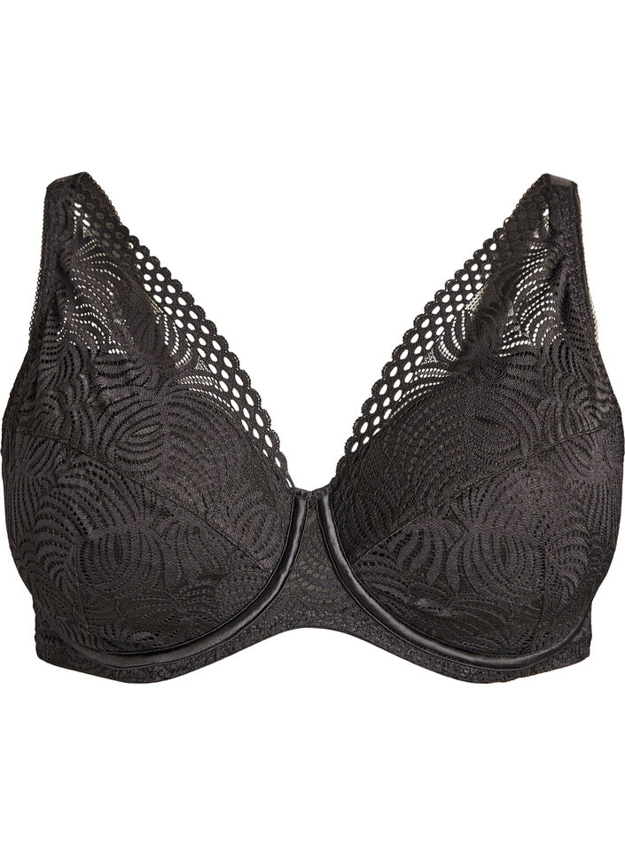 Soutien-gorge en dentelle avec bonnets rembourr&eacute;s, Noir, Packshot image number 0