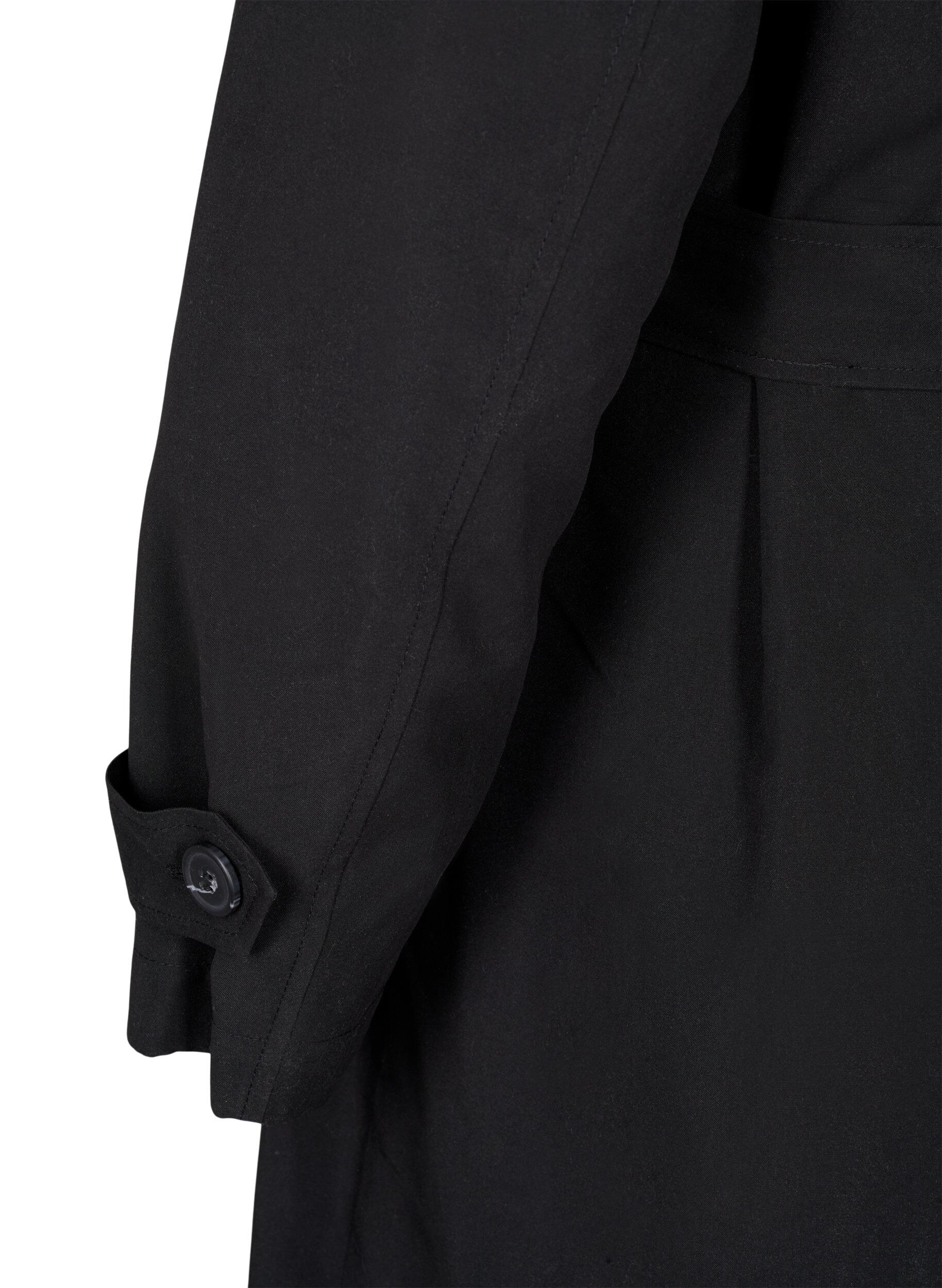 Zizzi Langer Trenchcoat mit G&uuml;rtel, Black, Packshot image number 4