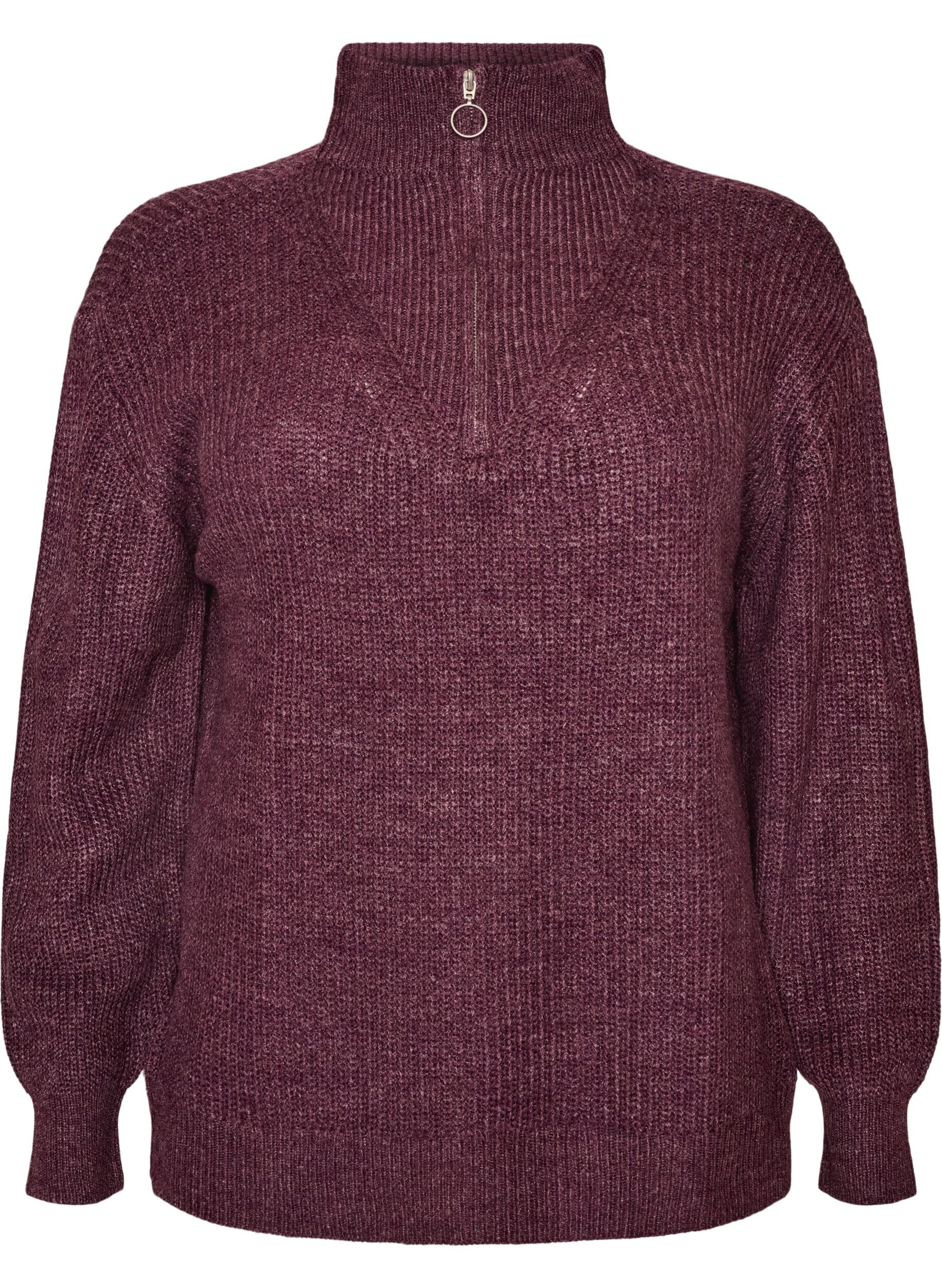 ZizziPull en tricot avec col haut et fermeture &eacute;clair, Violet, Packshot image number 0