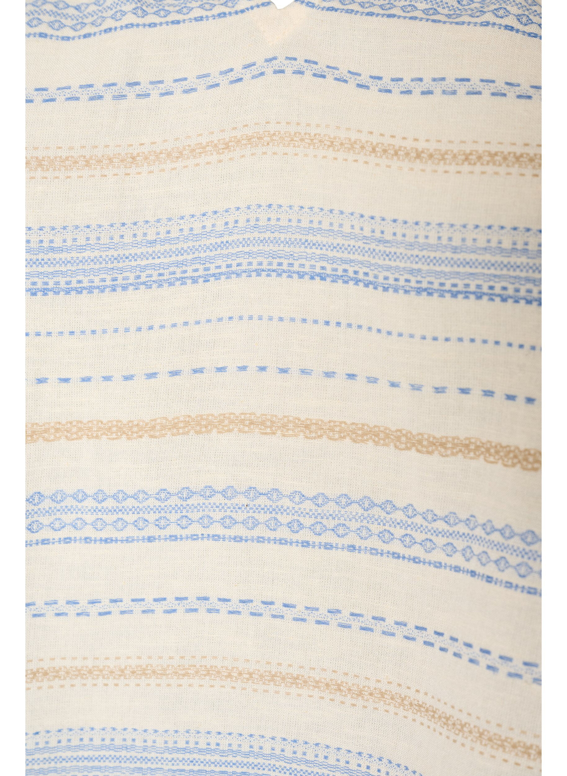 Zizzi&Auml;rmellose Bluse mit R&uuml;schen und gemusterten Streifen, Vanille, Packshot image number 2